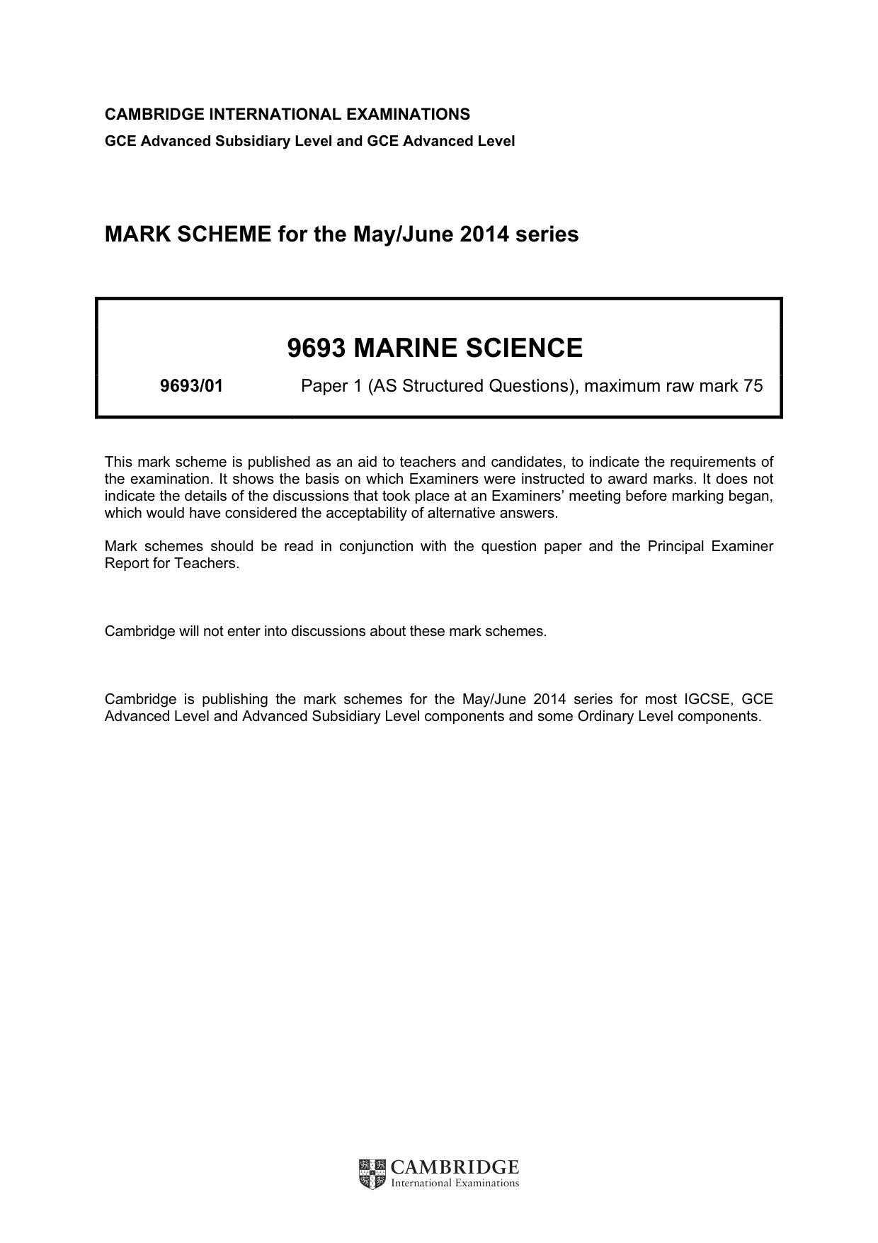 Mark scheme, page 1 of 7