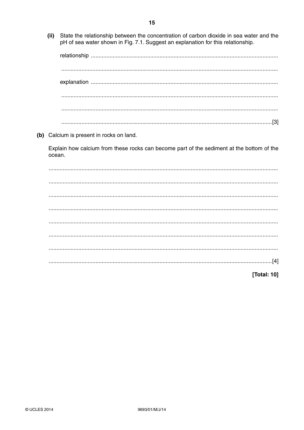 Cambridge A Level Marine Science 9693 2014 May/June Paper 1 · Variant 1 question paper, page 15 of 16