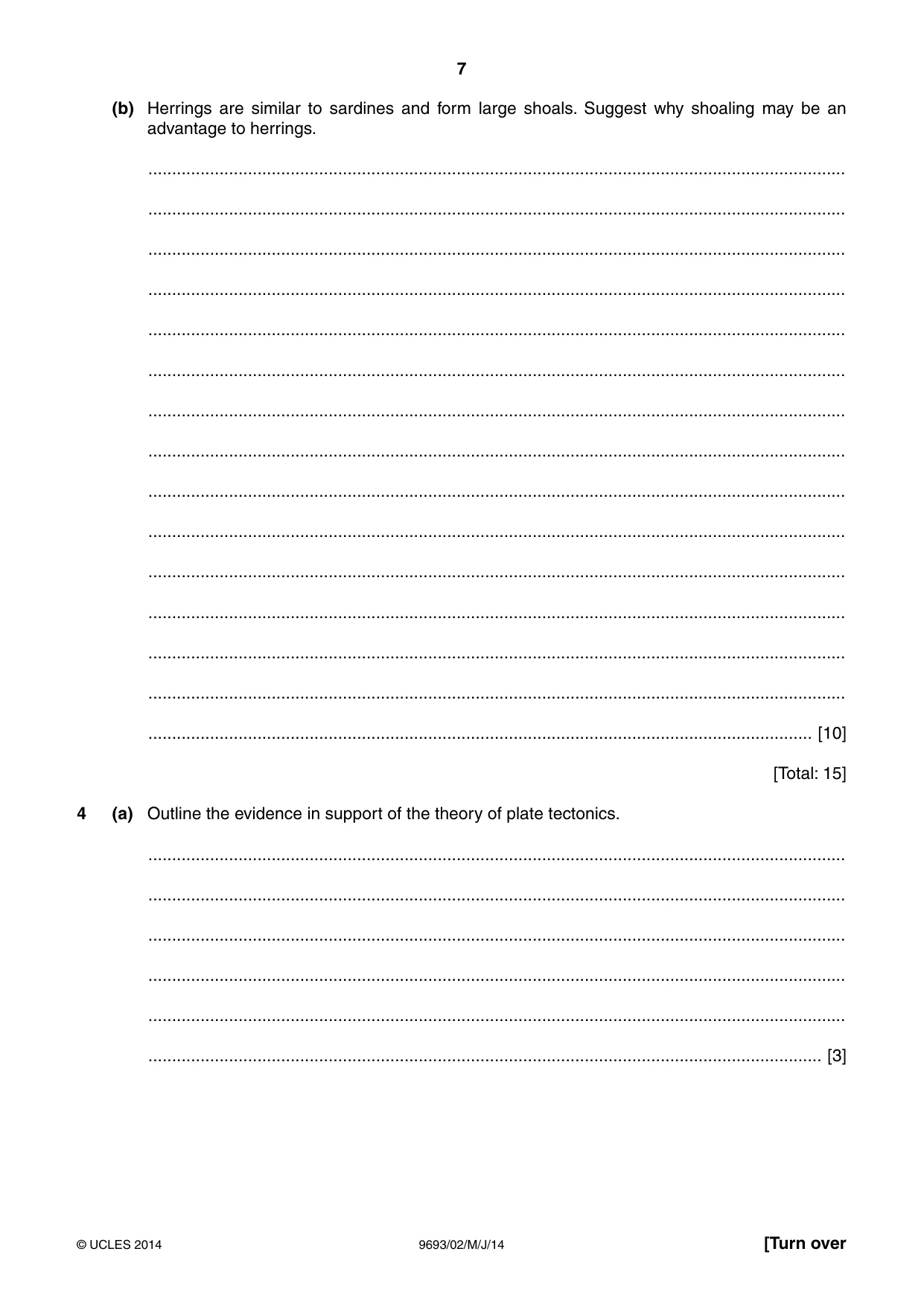 Cambridge A Level Marine Science 9693 2014 May/June Paper 2 · Variant 1 question paper, page 7 of 12