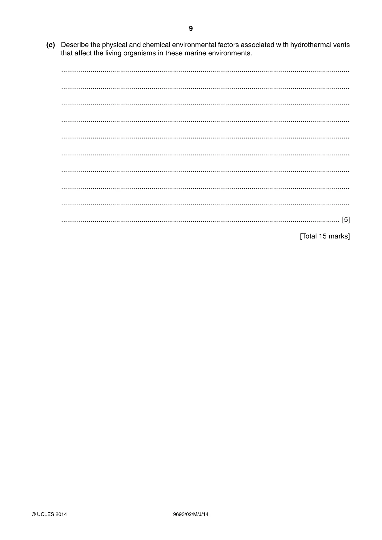 Cambridge A Level Marine Science 9693 2014 May/June Paper 2 · Variant 1 question paper, page 9 of 12