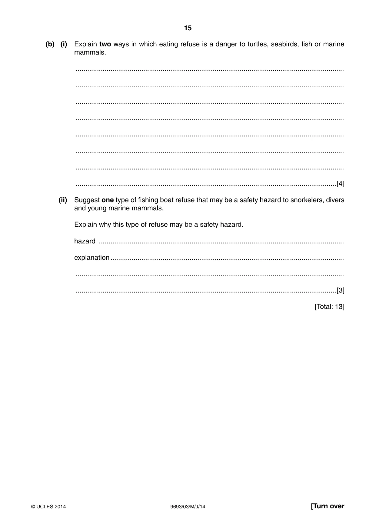 Cambridge A Level Marine Science 9693 2014 May/June Paper 3 · Variant 1 question paper, page 15 of 20