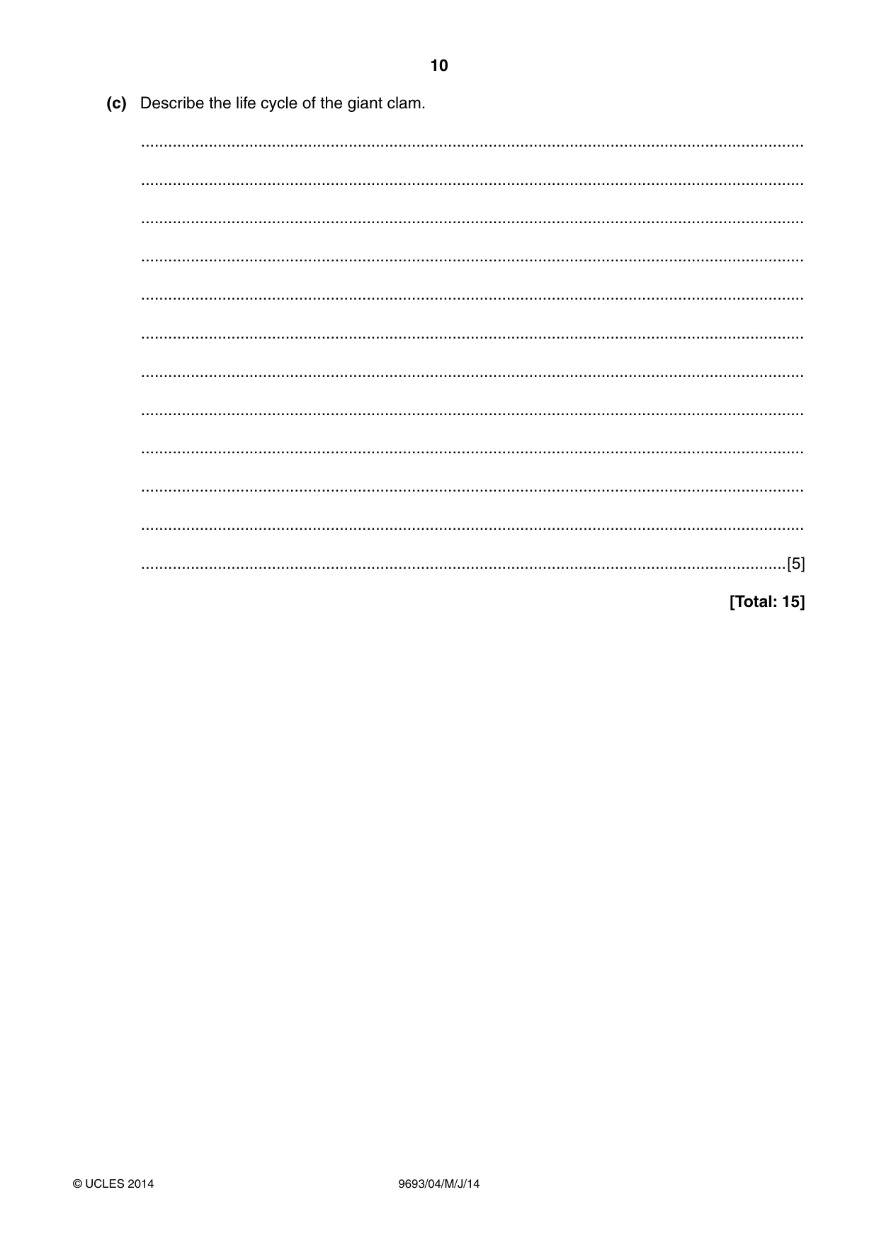 Cambridge A Level Marine Science 9693 2014 May/June Paper 4 · Variant 1 question paper, page 10 of 12