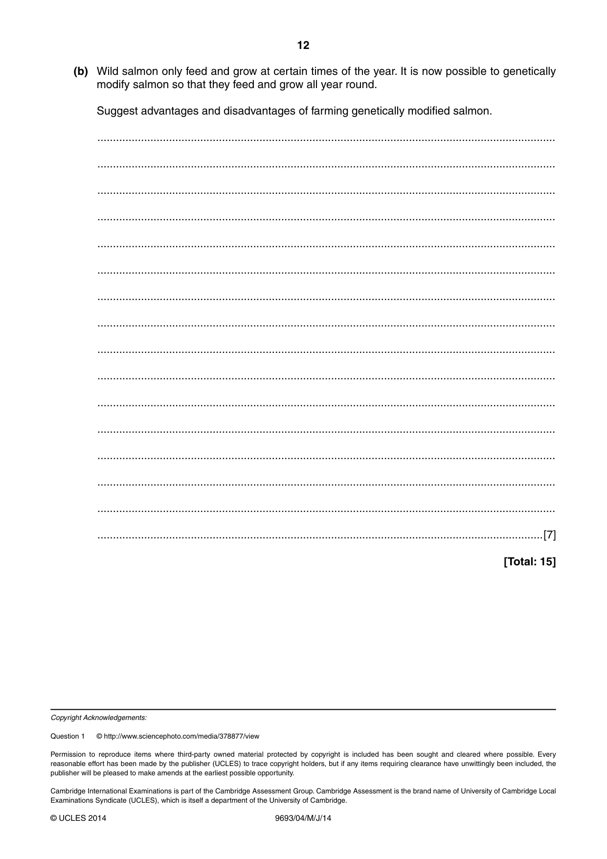 Cambridge A Level Marine Science 9693 2014 May/June Paper 4 · Variant 1 question paper, page 12 of 12