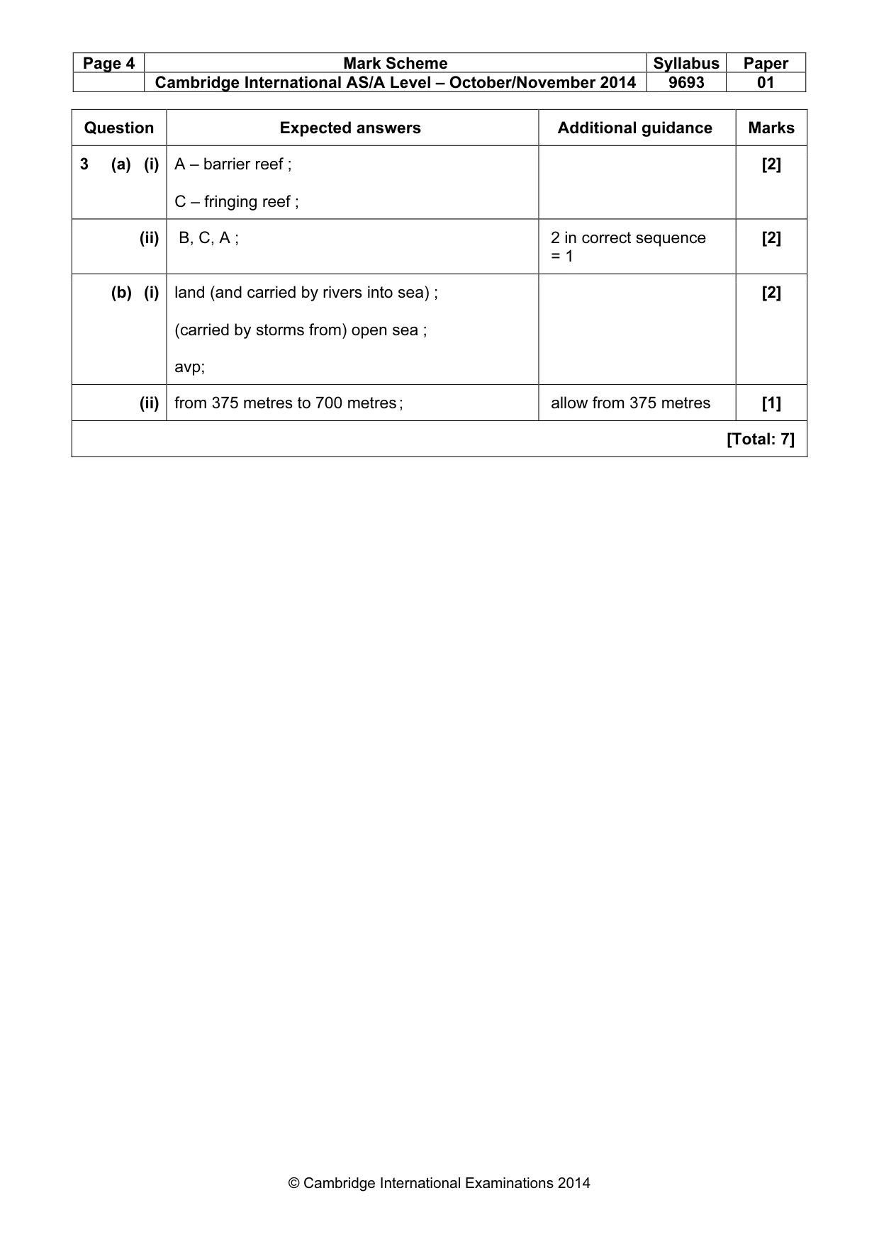 Mark scheme, page 4 of 9