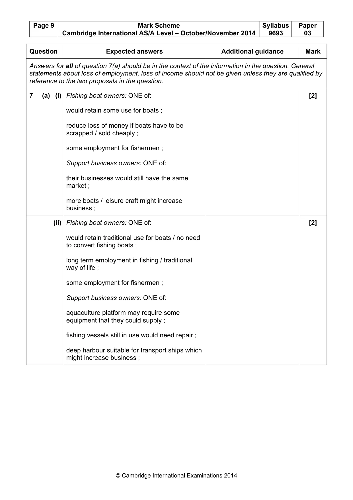 Mark scheme, page 9 of 10