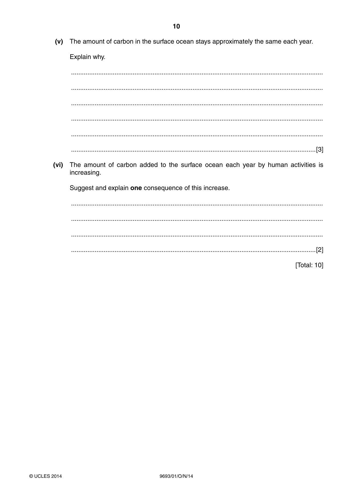 Cambridge A Level Marine Science 9693 2014 Oct/Nov Paper 1 · Variant 1 question paper, page 10 of 16