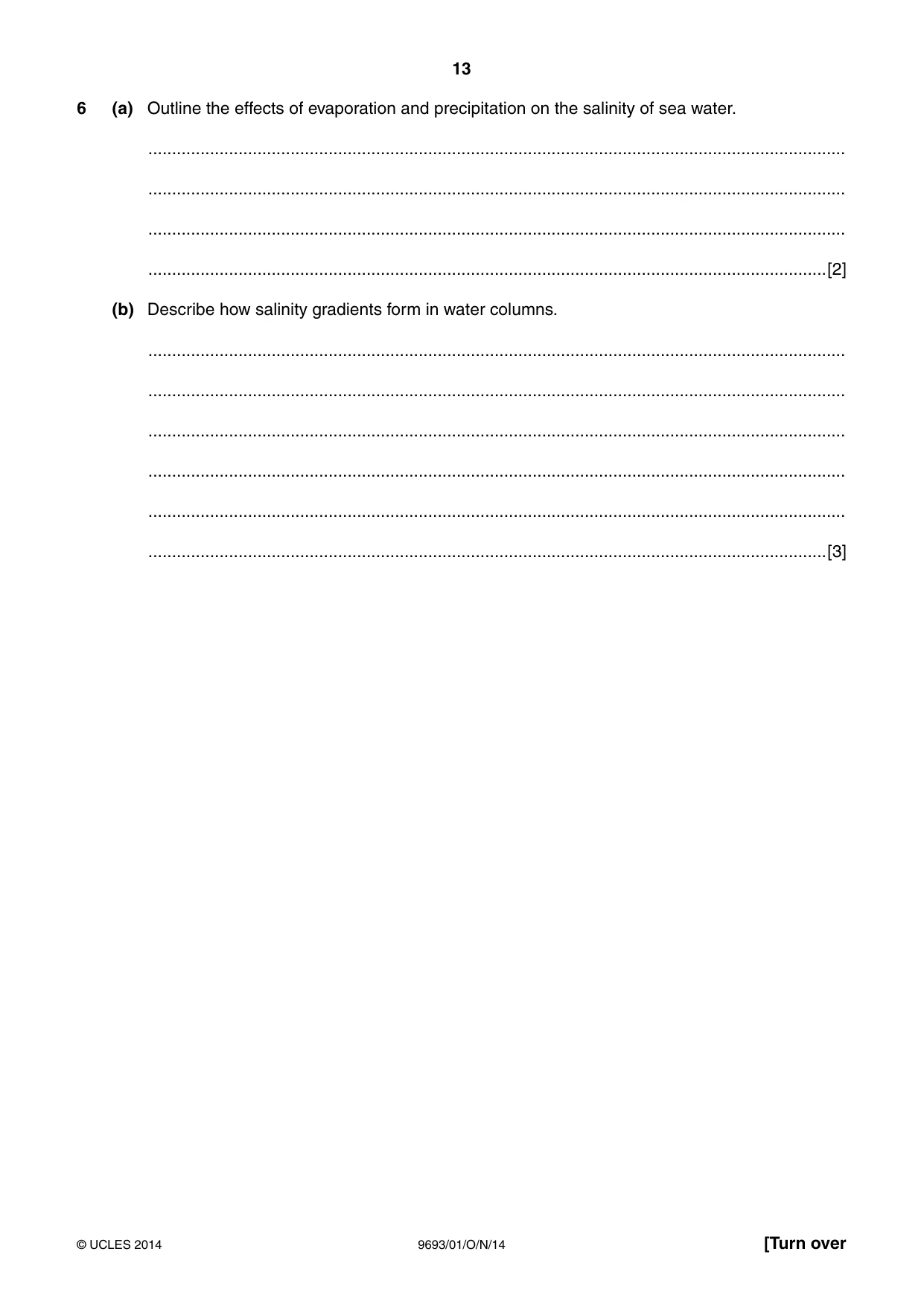 Cambridge A Level Marine Science 9693 2014 Oct/Nov Paper 1 · Variant 1 question paper, page 13 of 16