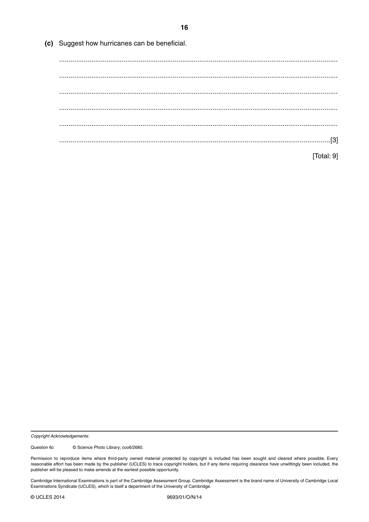Cambridge A Level Marine Science 9693 2014 Oct/Nov Paper 1 · Variant 1 question paper, page 16 of 16