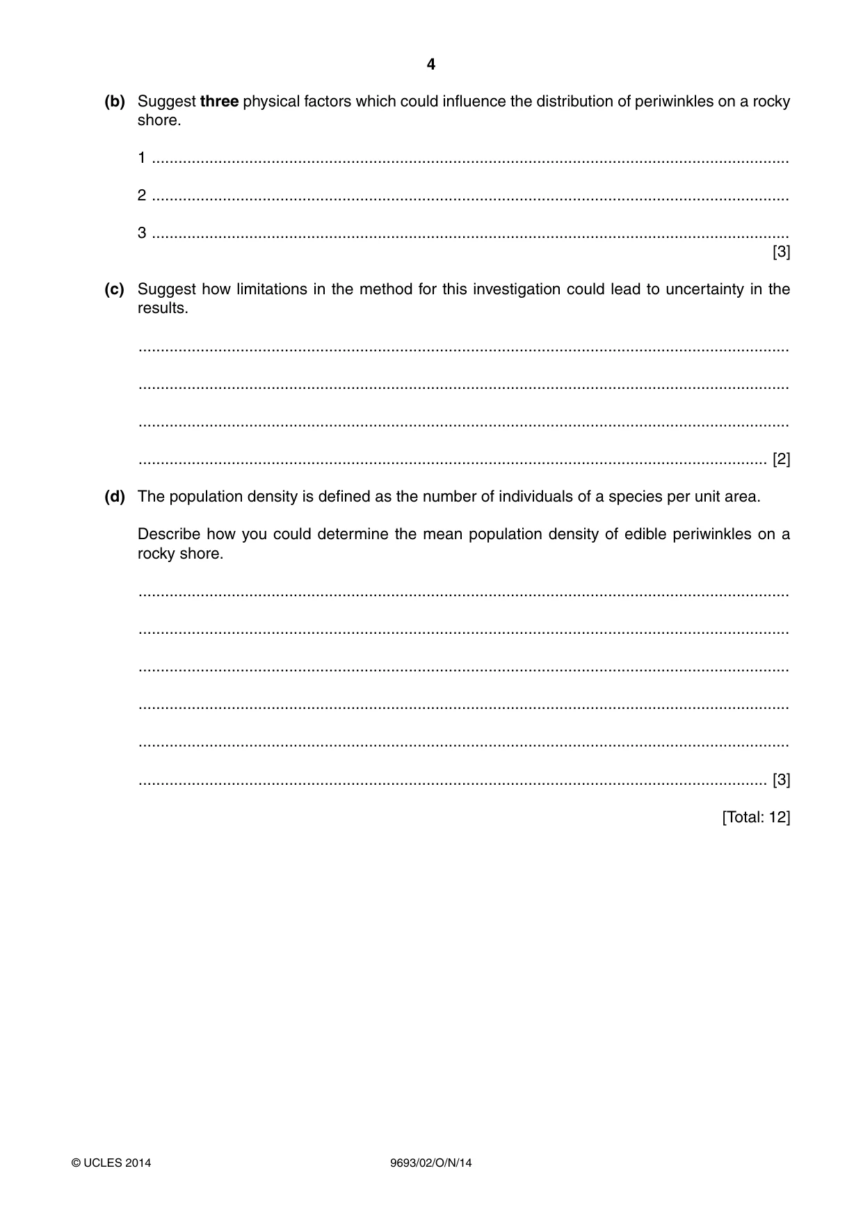 Cambridge A Level Marine Science 9693 2014 Oct/Nov Paper 2 · Variant 1 question paper, page 4 of 12