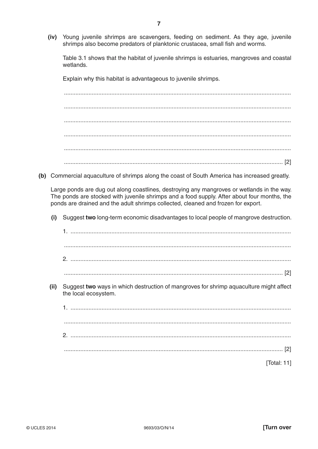 Cambridge A Level Marine Science 9693 2014 Oct/Nov Paper 3 · Variant 1 question paper, page 7 of 20