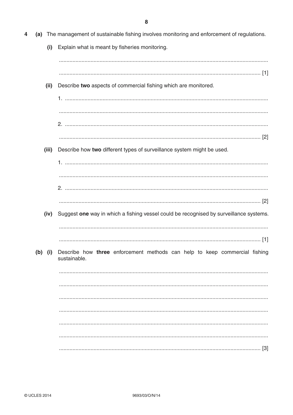 Cambridge A Level Marine Science 9693 2014 Oct/Nov Paper 3 · Variant 1 question paper, page 8 of 20
