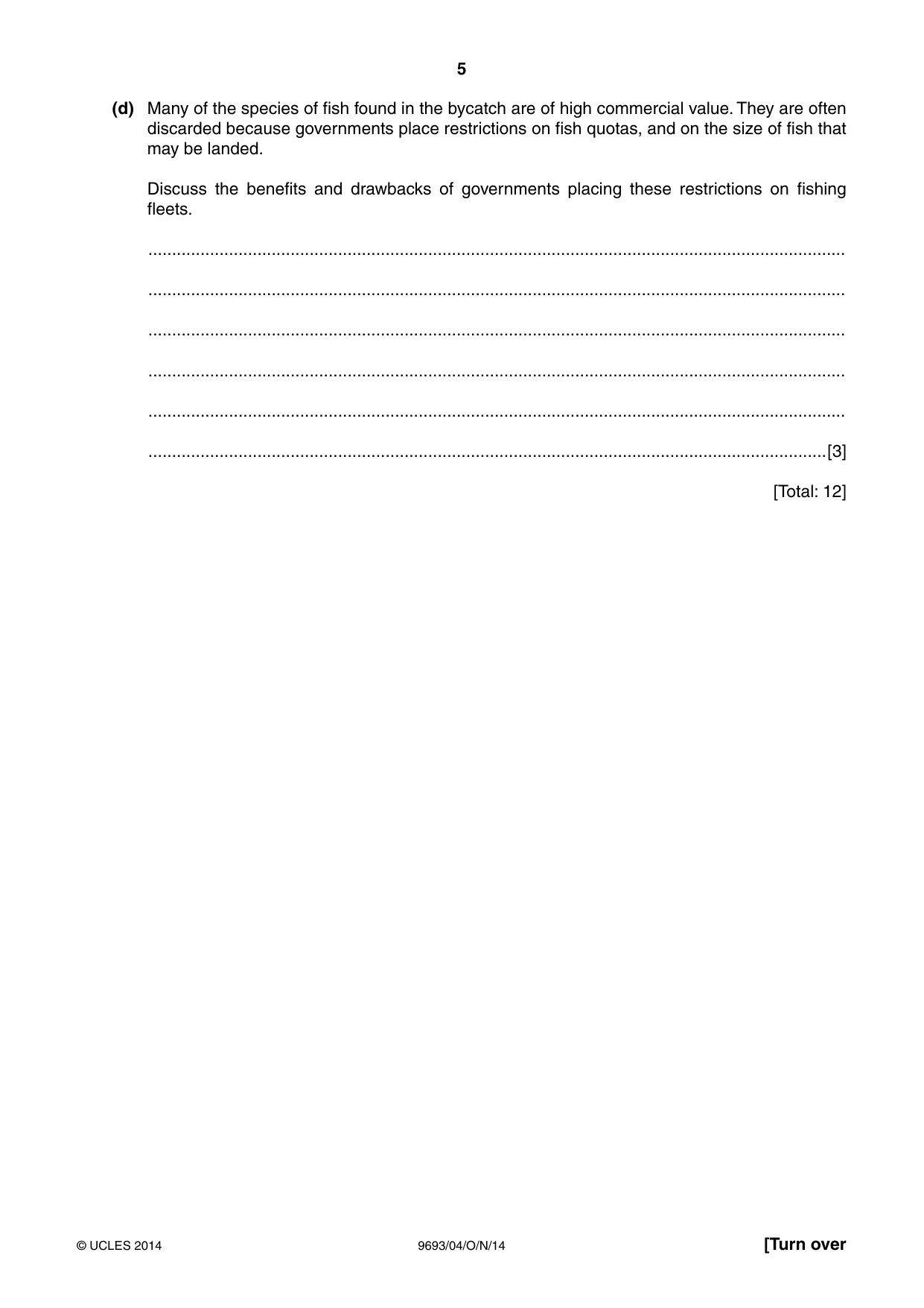 Cambridge A Level Marine Science 9693 2014 Oct/Nov Paper 4 · Variant 1 question paper, page 5 of 12