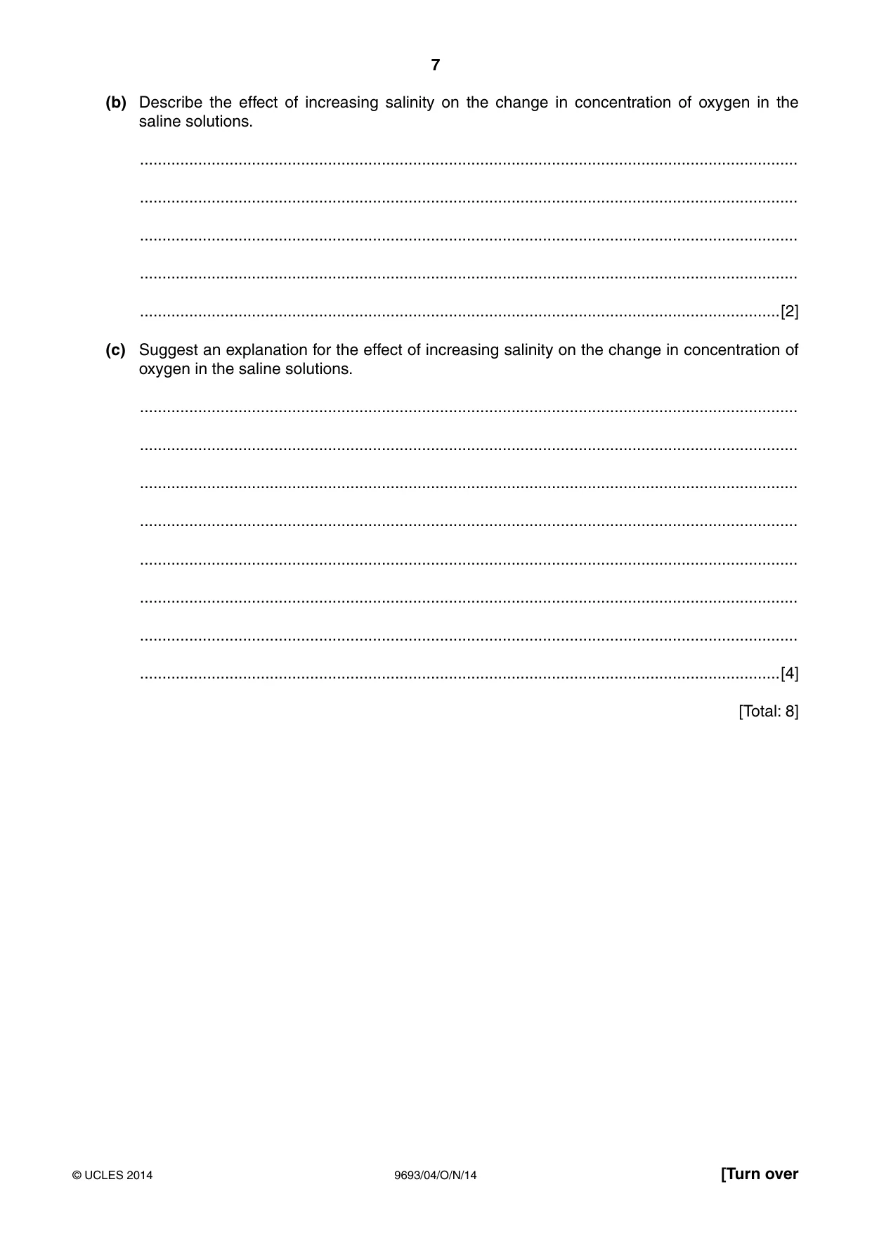 Cambridge A Level Marine Science 9693 2014 Oct/Nov Paper 4 · Variant 1 question paper, page 7 of 12