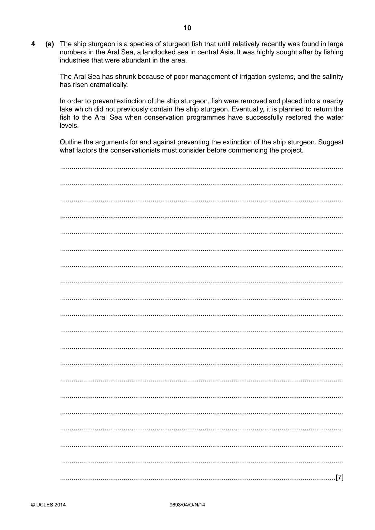 Cambridge A Level Marine Science 9693 2014 Oct/Nov Paper 4 · Variant 1 question paper, page 10 of 12
