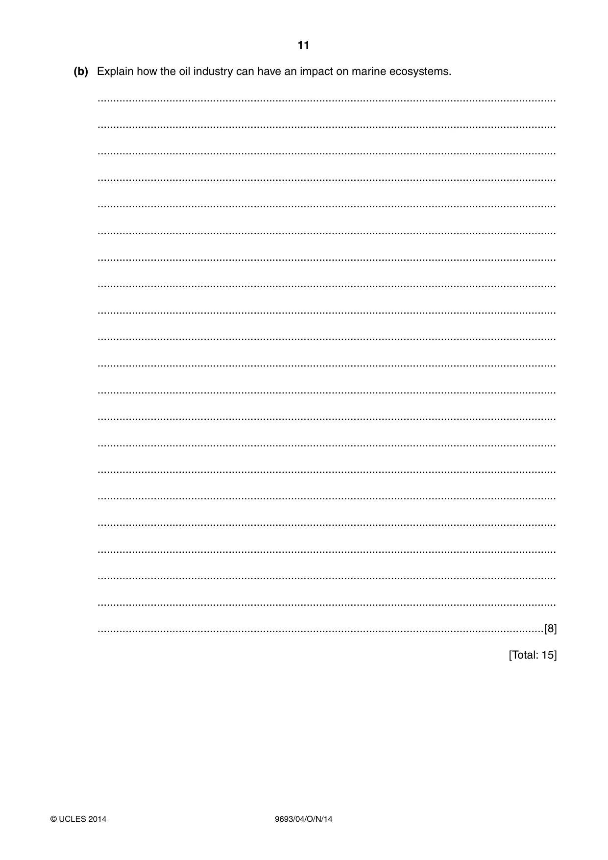 Cambridge A Level Marine Science 9693 2014 Oct/Nov Paper 4 · Variant 1 question paper, page 11 of 12