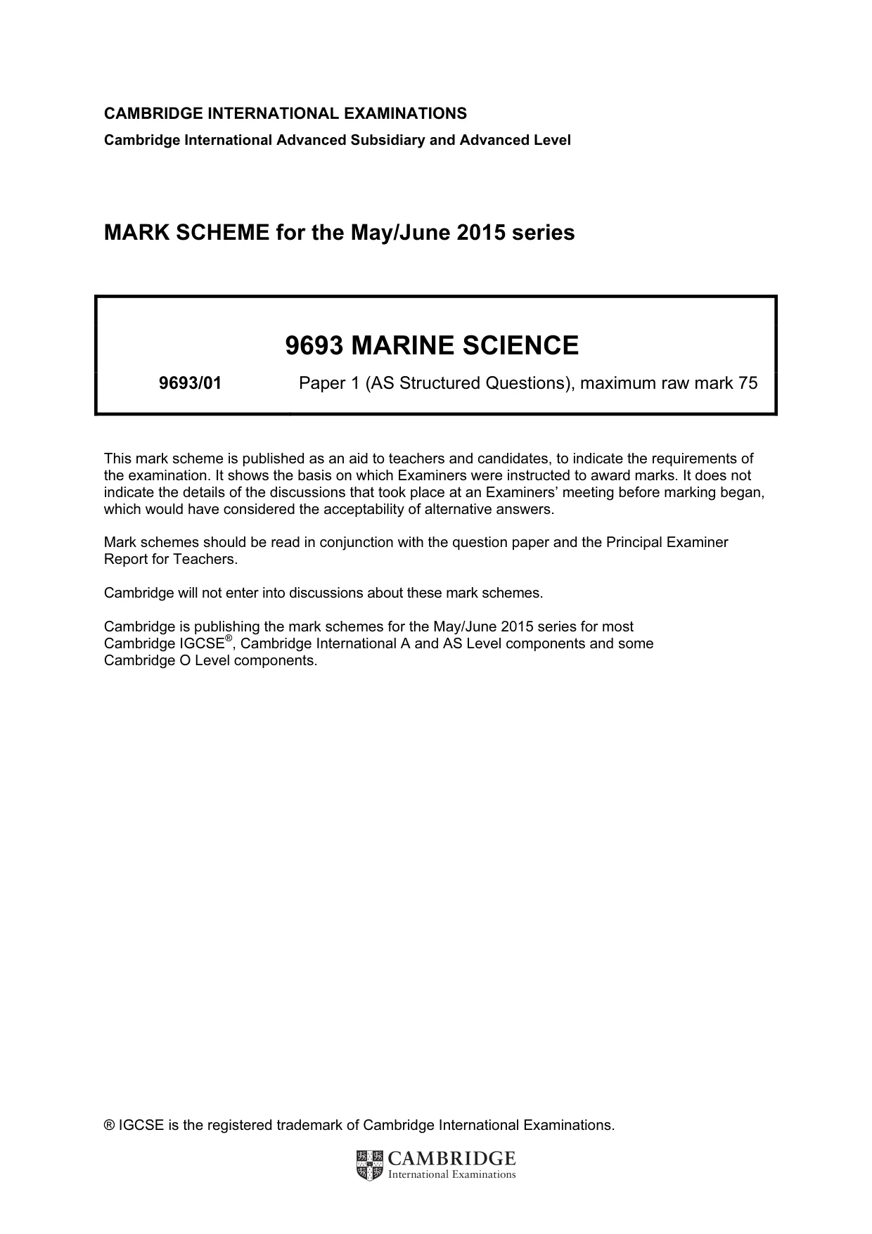 Mark scheme, page 1 of 8