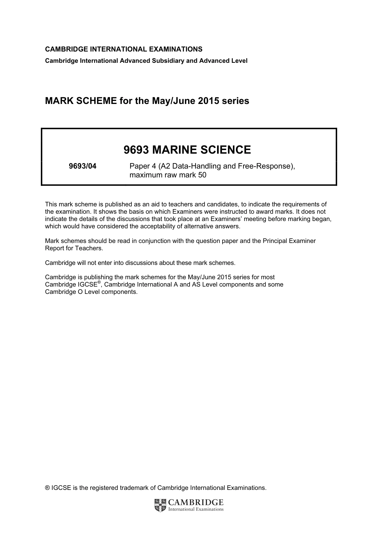 Mark scheme, page 1 of 7