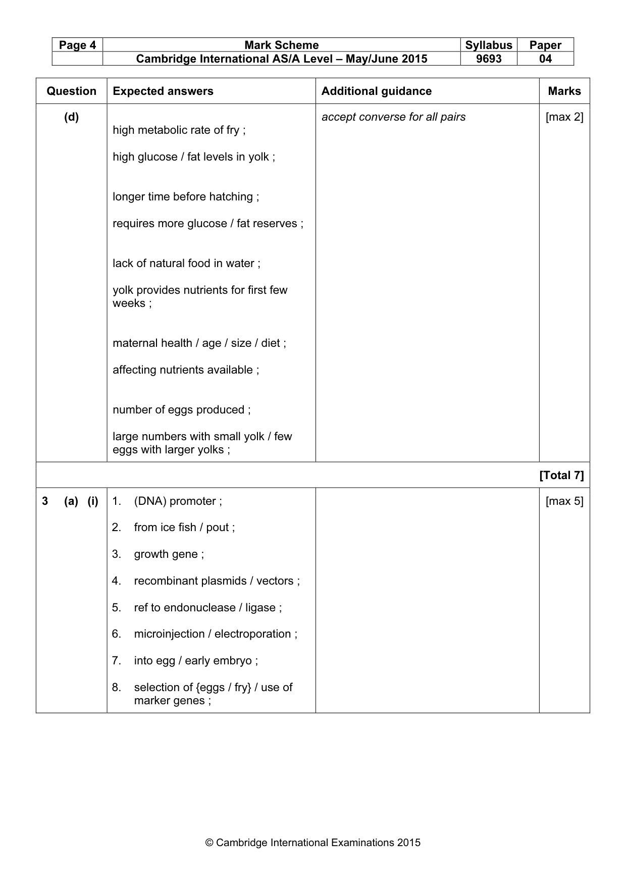 Mark scheme, page 4 of 7