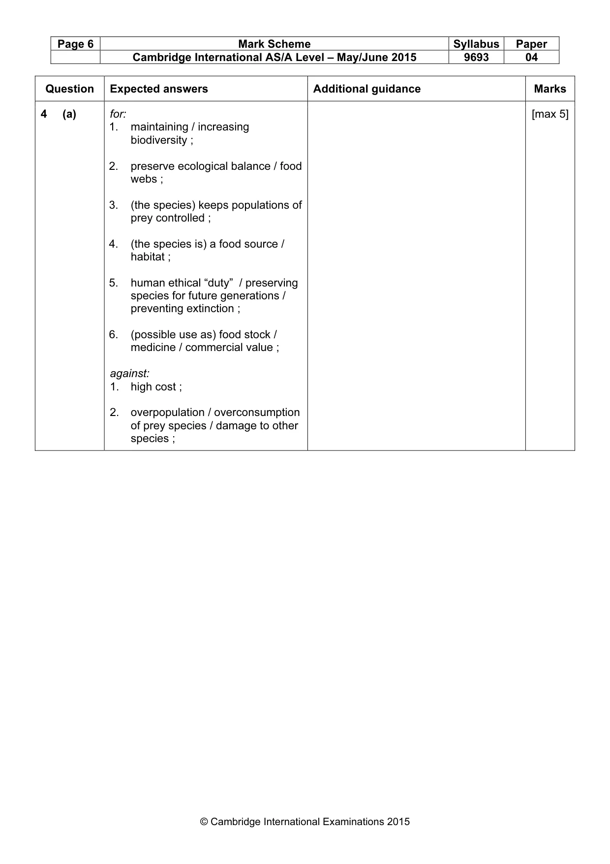 Mark scheme, page 6 of 7