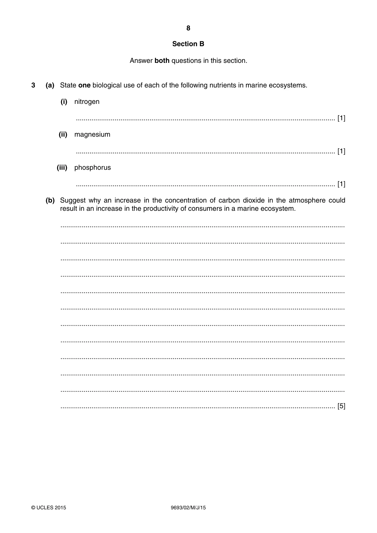 Cambridge A Level Marine Science 9693 2015 May/June Paper 2 · Variant 1 question paper, page 8 of 12