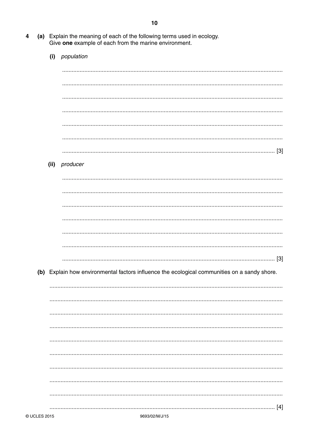 Cambridge A Level Marine Science 9693 2015 May/June Paper 2 · Variant 1 question paper, page 10 of 12