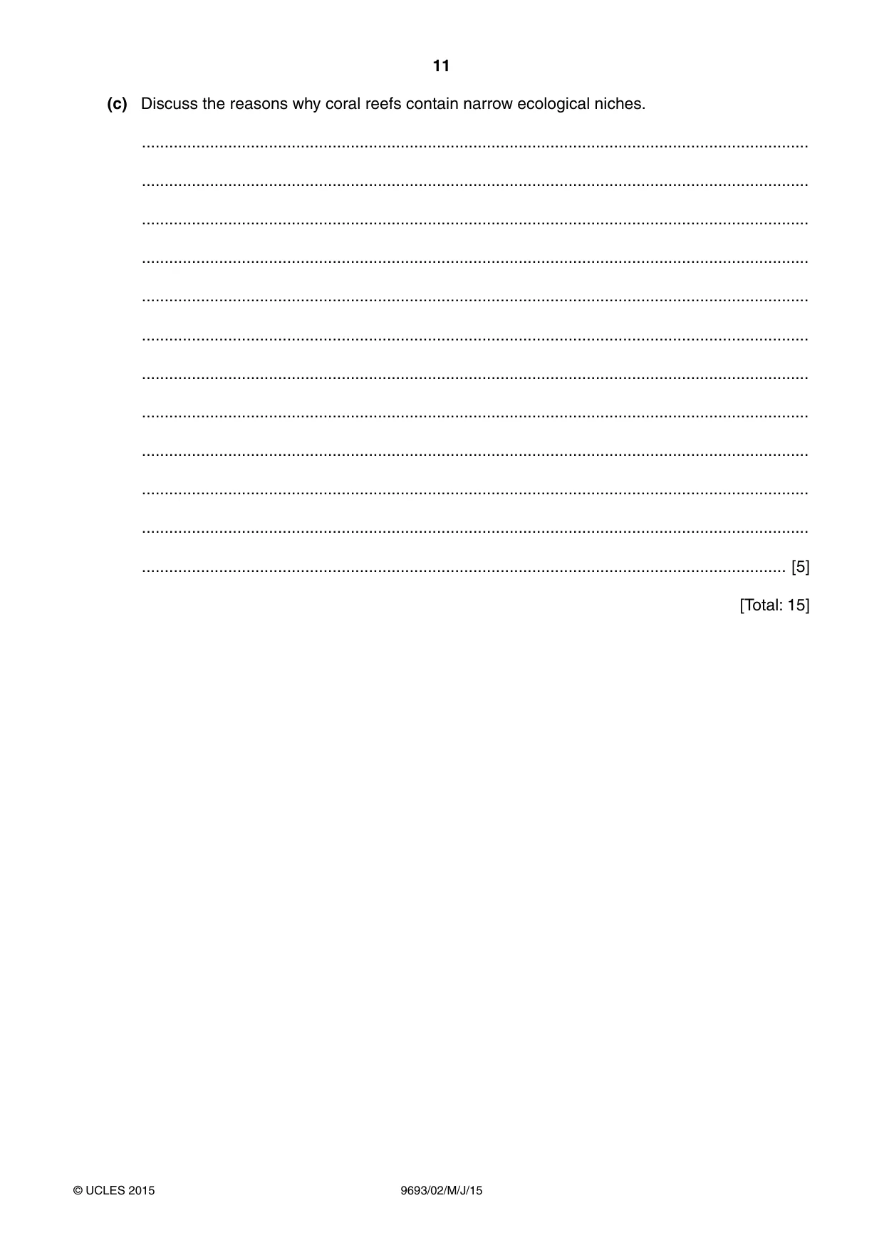 Cambridge A Level Marine Science 9693 2015 May/June Paper 2 · Variant 1 question paper, page 11 of 12