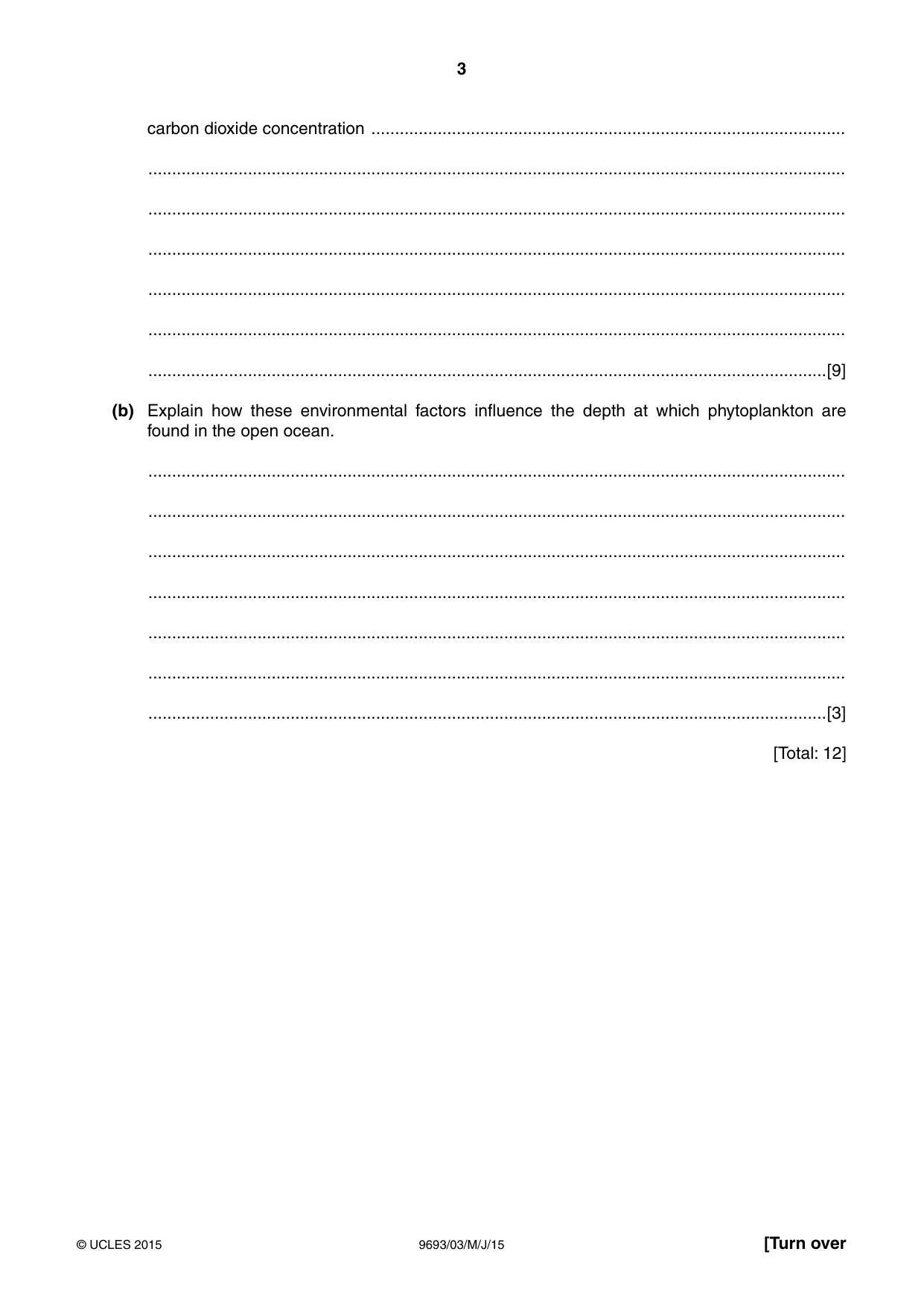 Cambridge A Level Marine Science 9693 2015 May/June Paper 3 · Variant 1 question paper, page 3 of 16