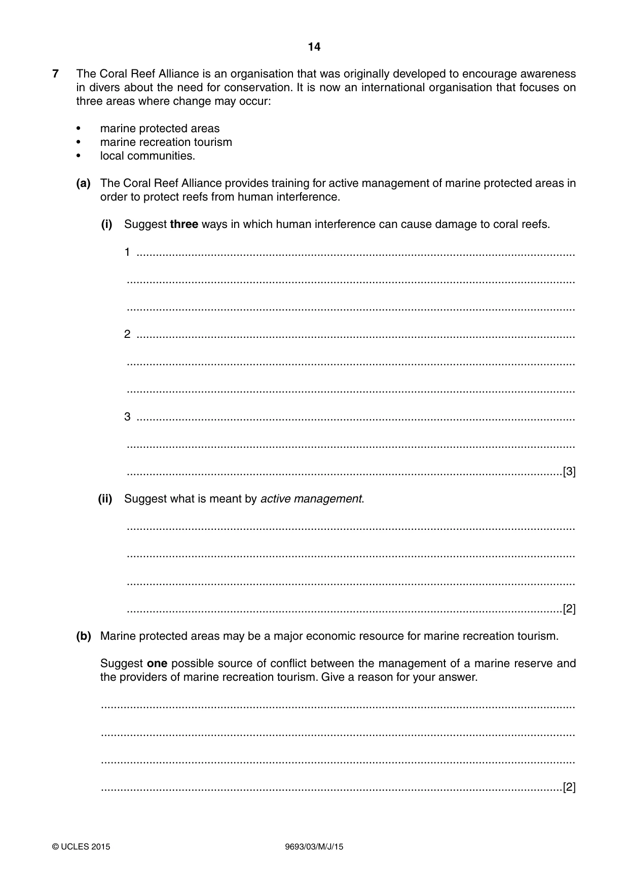 Cambridge A Level Marine Science 9693 2015 May/June Paper 3 · Variant 1 question paper, page 14 of 16