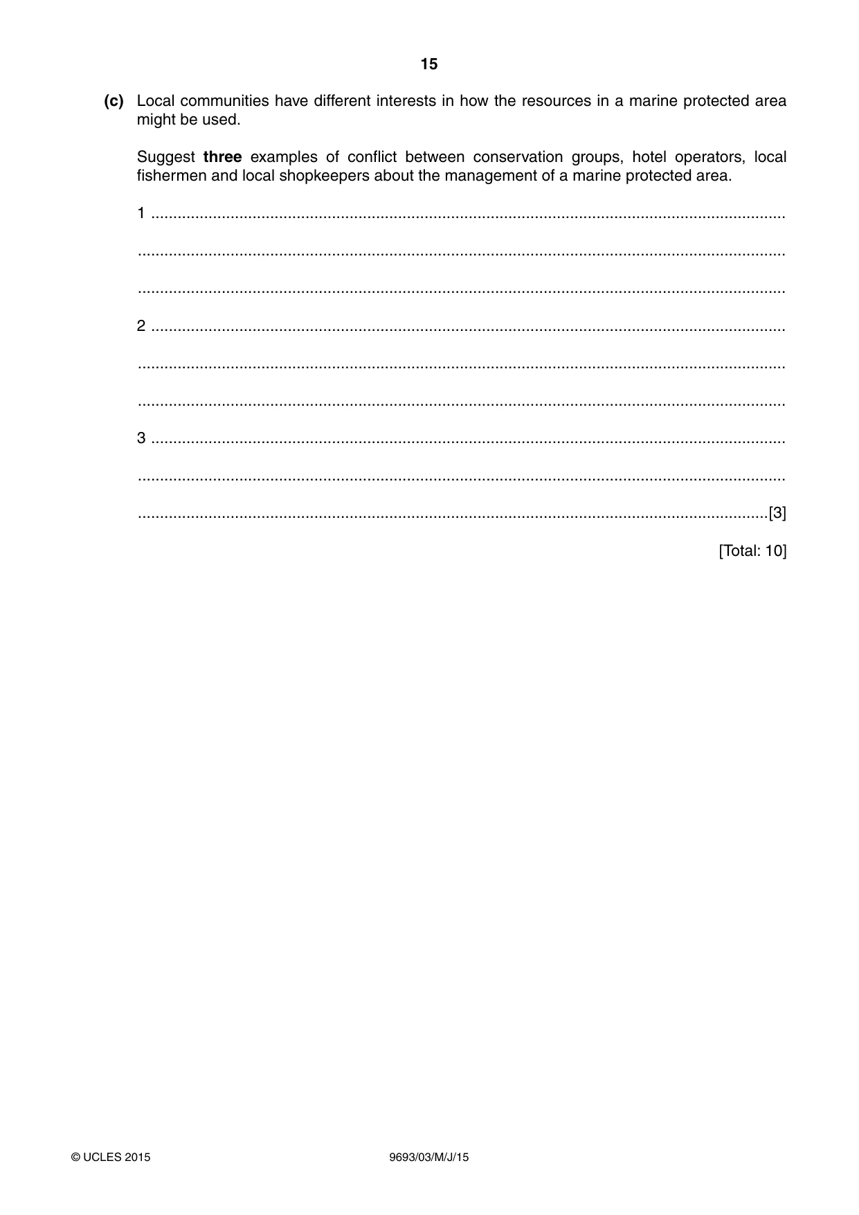 Cambridge A Level Marine Science 9693 2015 May/June Paper 3 · Variant 1 question paper, page 15 of 16