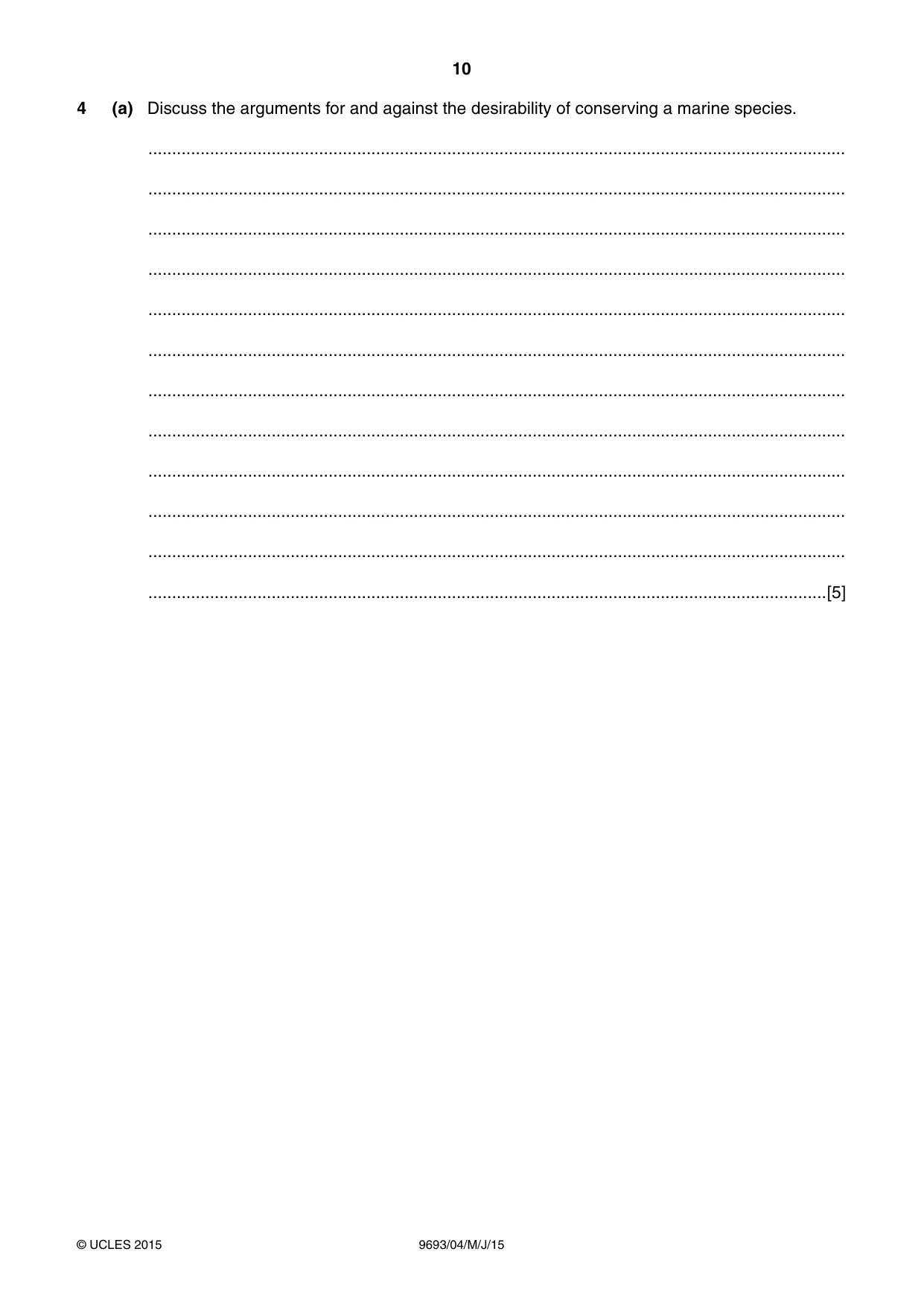Cambridge A Level Marine Science 9693 2015 May/June Paper 4 · Variant 1 question paper, page 10 of 12
