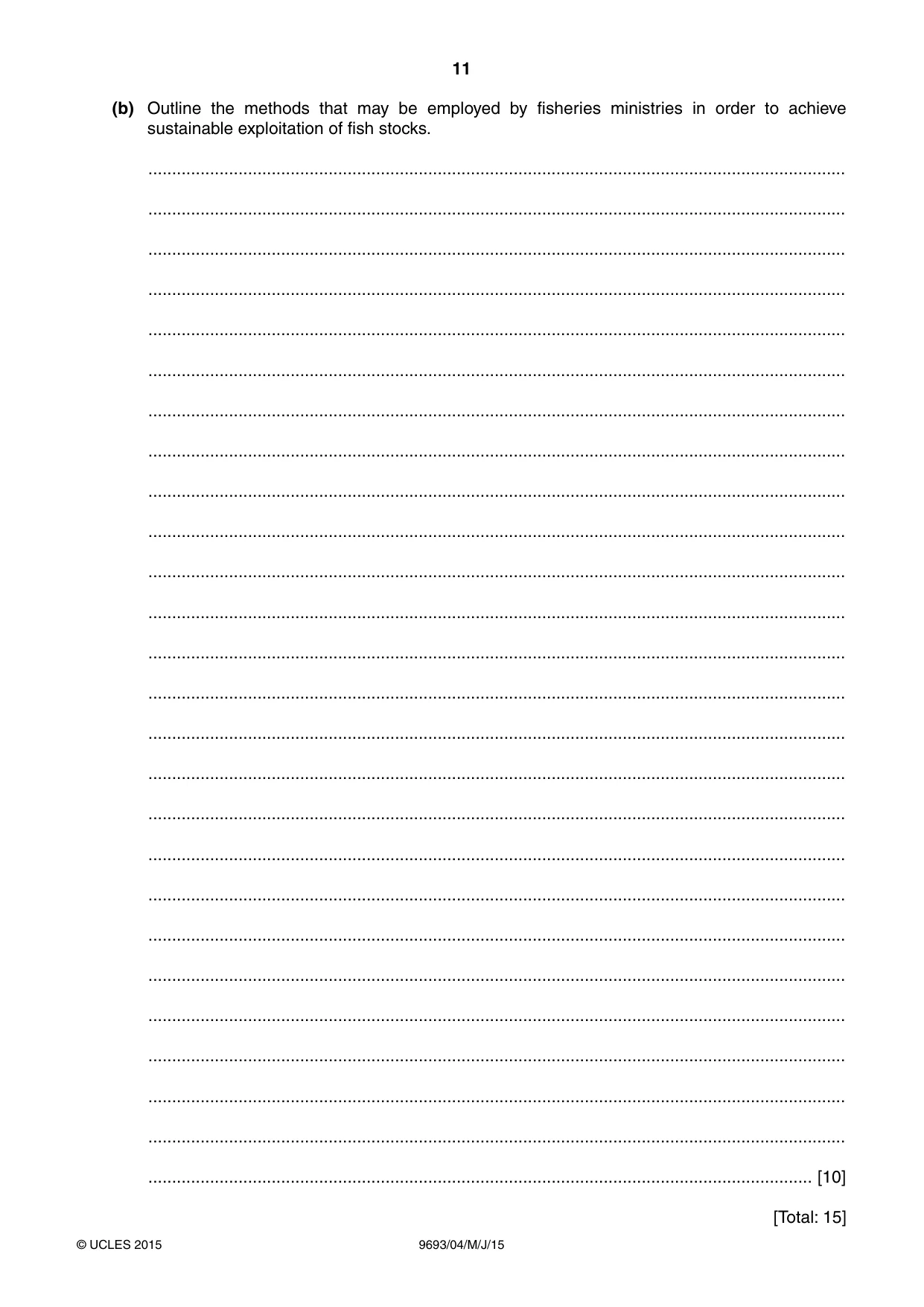 Cambridge A Level Marine Science 9693 2015 May/June Paper 4 · Variant 1 question paper, page 11 of 12