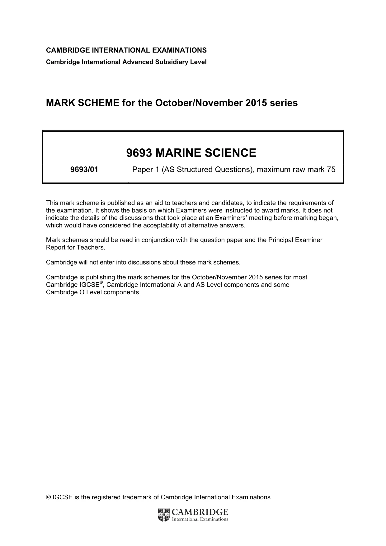 Mark scheme, page 1 of 9
