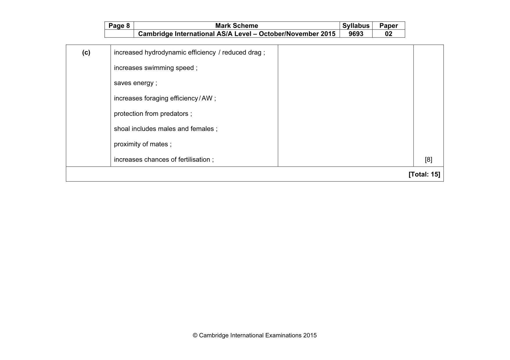 Mark scheme, page 8 of 8