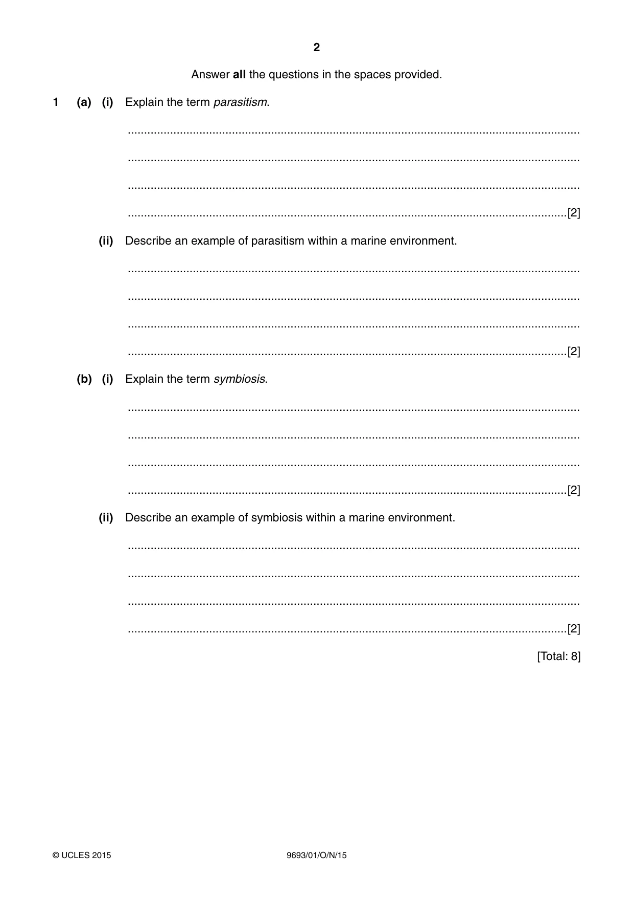 Cambridge A Level Marine Science 9693 2015 Oct/Nov Paper 1 · Variant 1 question paper, page 2 of 16