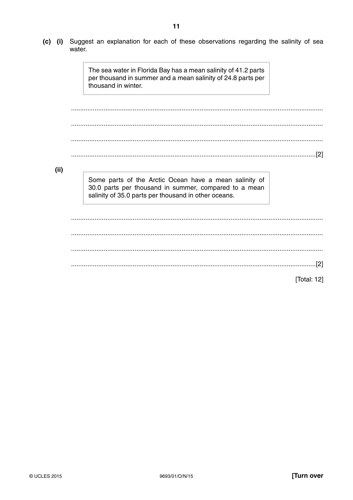 Cambridge A Level Marine Science 9693 2015 Oct/Nov Paper 1 · Variant 1 question paper, page 11 of 16
