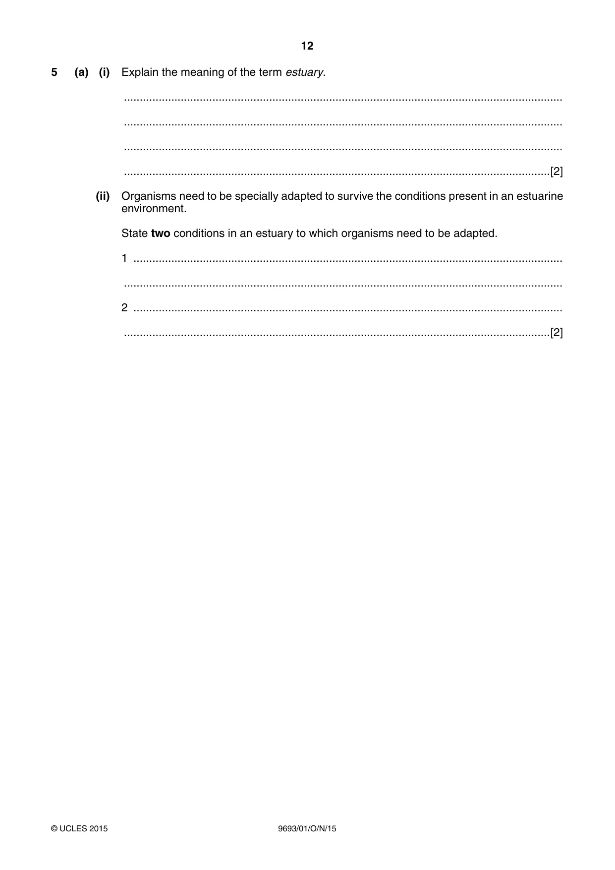 Cambridge A Level Marine Science 9693 2015 Oct/Nov Paper 1 · Variant 1 question paper, page 12 of 16