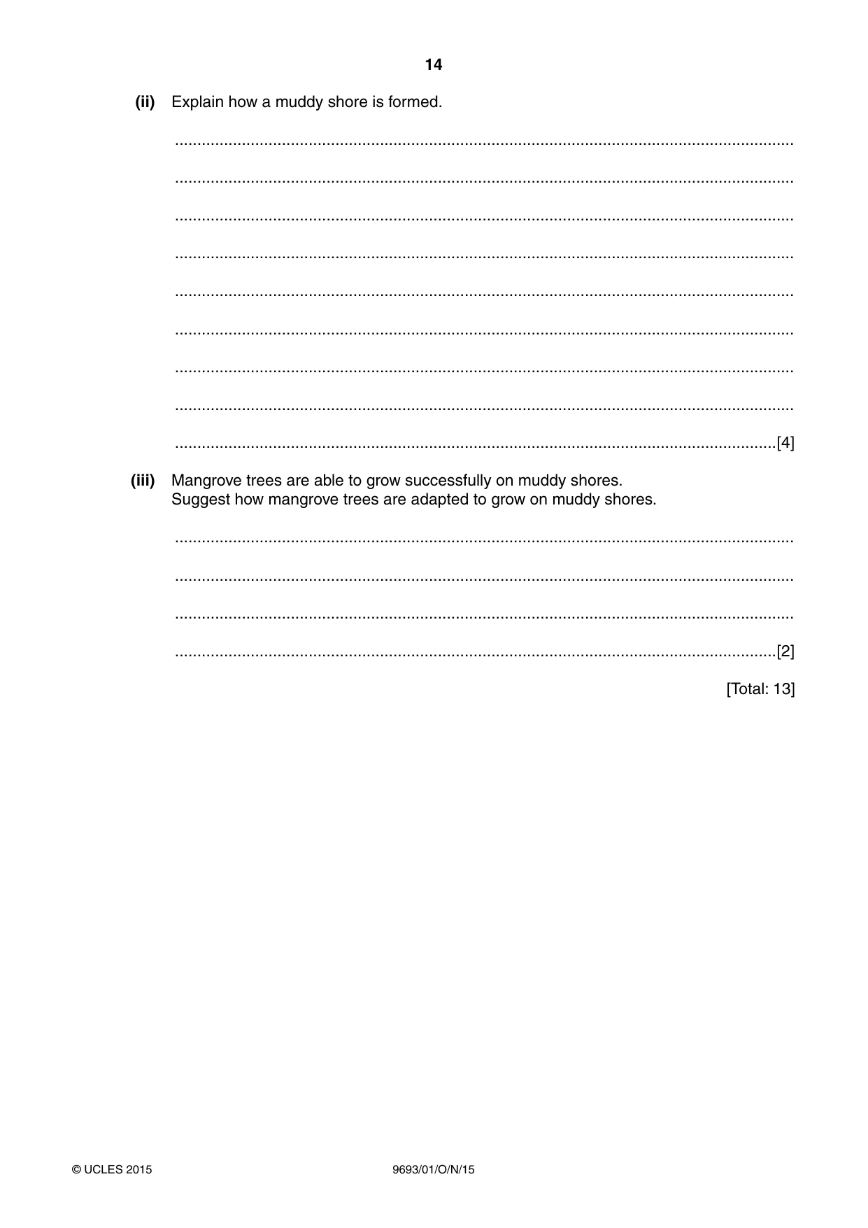 Cambridge A Level Marine Science 9693 2015 Oct/Nov Paper 1 · Variant 1 question paper, page 14 of 16