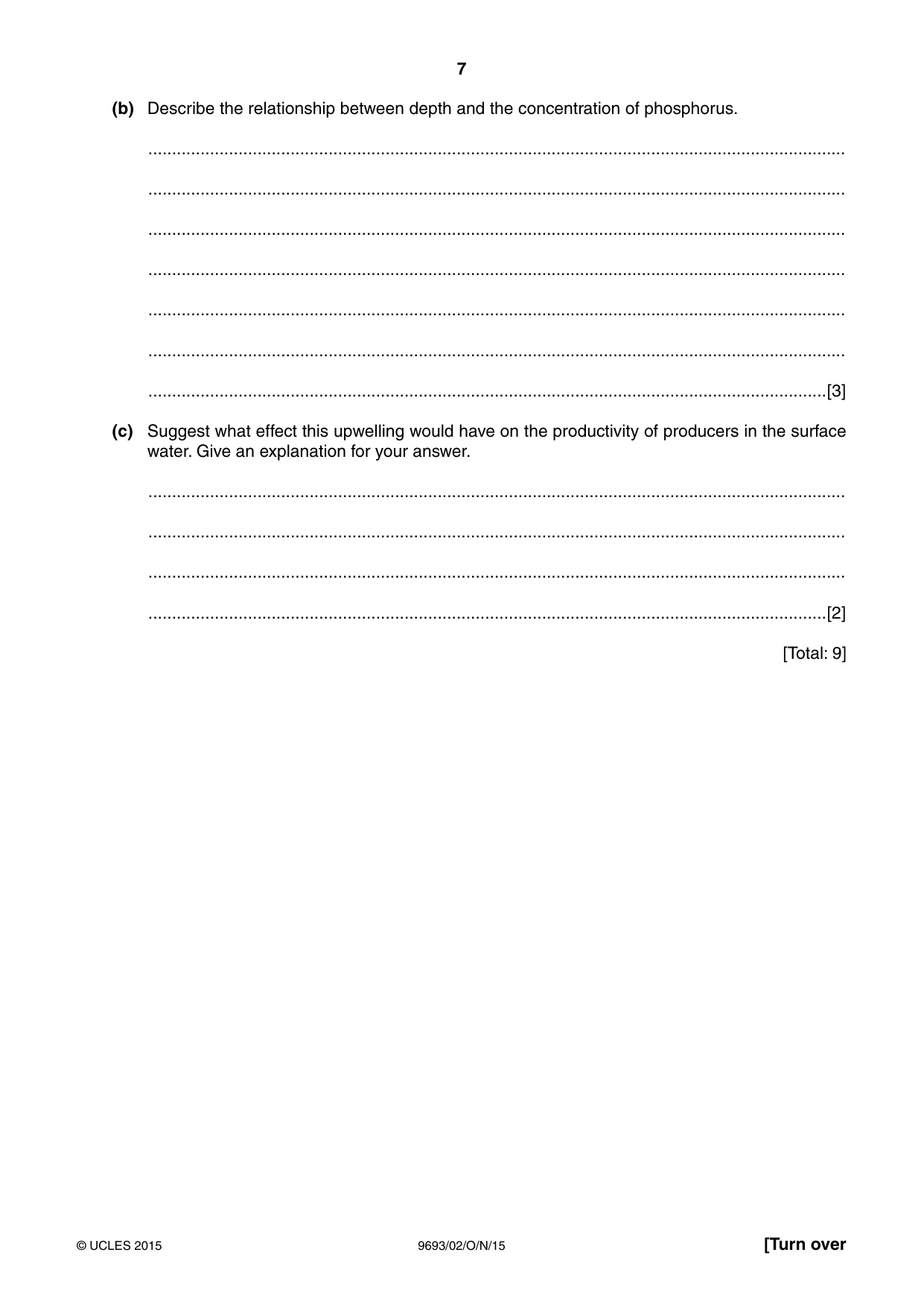 Cambridge A Level Marine Science 9693 2015 Oct/Nov Paper 2 · Variant 1 question paper, page 7 of 12