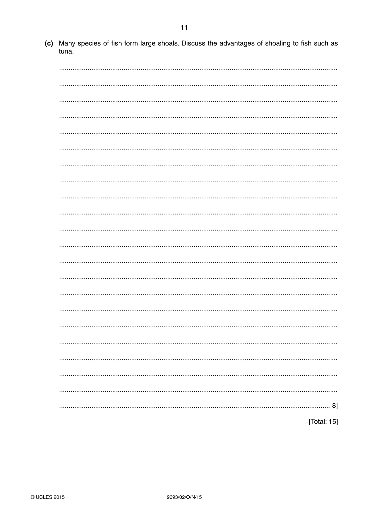 Cambridge A Level Marine Science 9693 2015 Oct/Nov Paper 2 · Variant 1 question paper, page 11 of 12