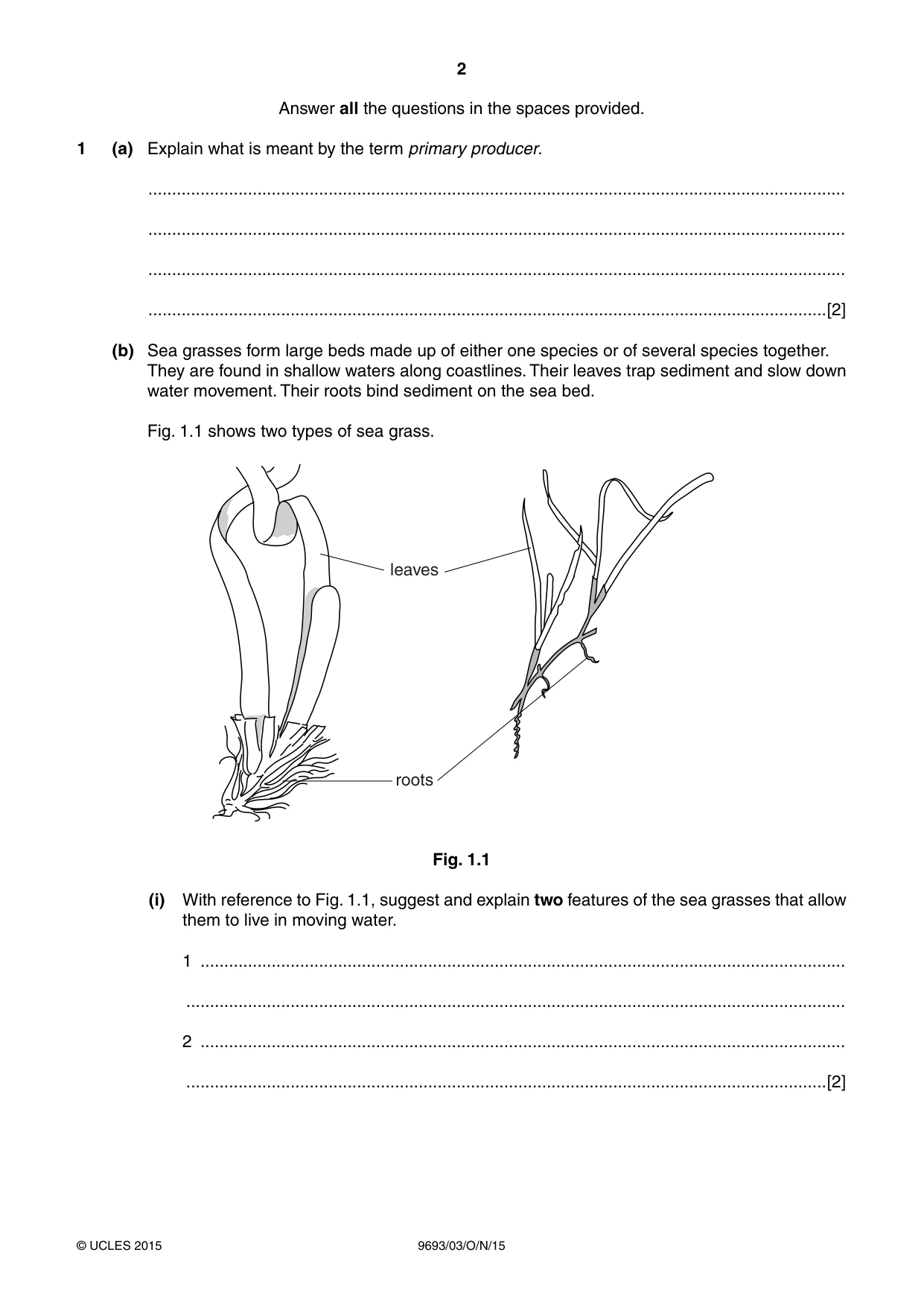 Cambridge A Level Marine Science 9693 2015 Oct/Nov Paper 3 · Variant 1 question paper, page 2 of 16