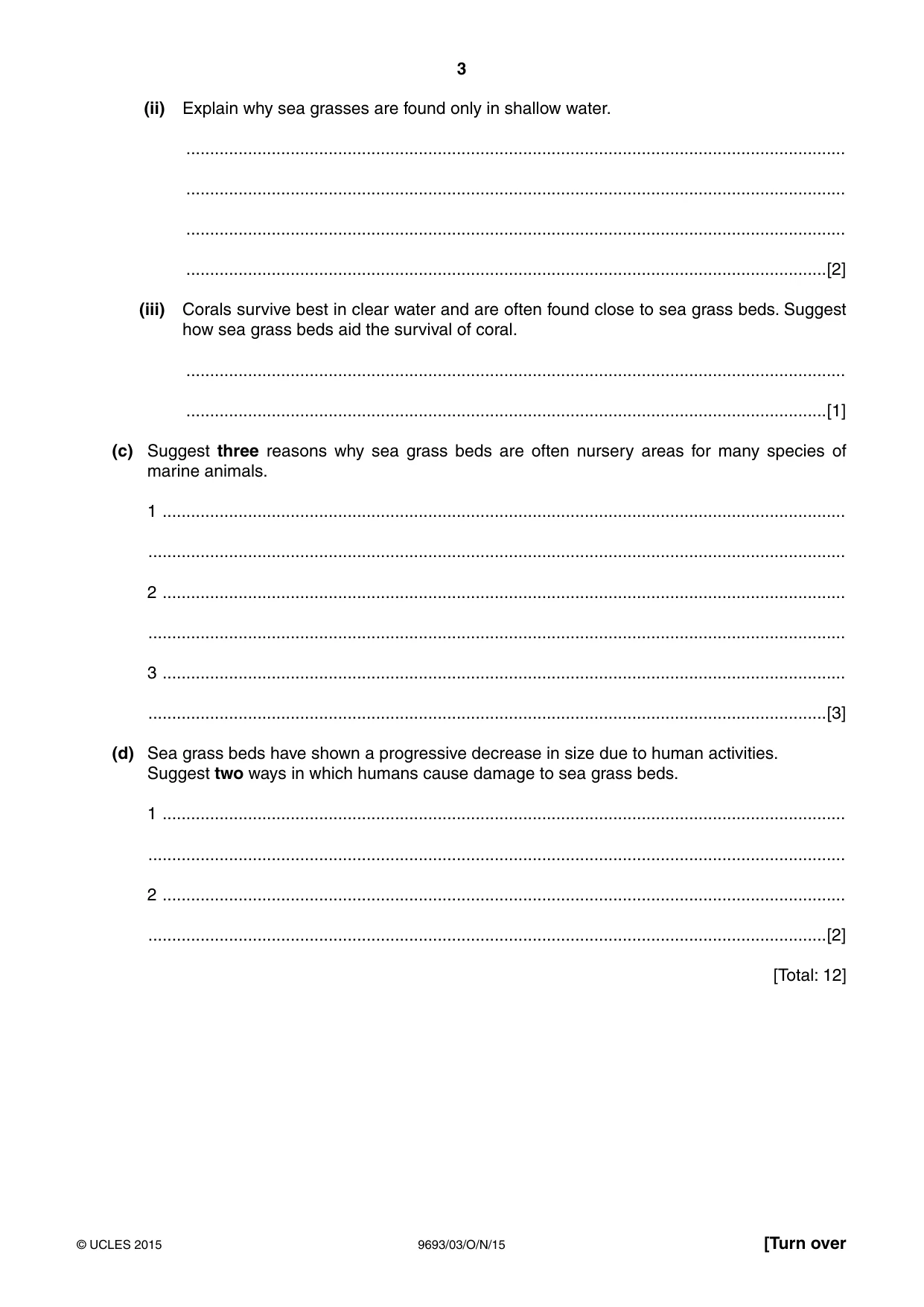 Cambridge A Level Marine Science 9693 2015 Oct/Nov Paper 3 · Variant 1 question paper, page 3 of 16
