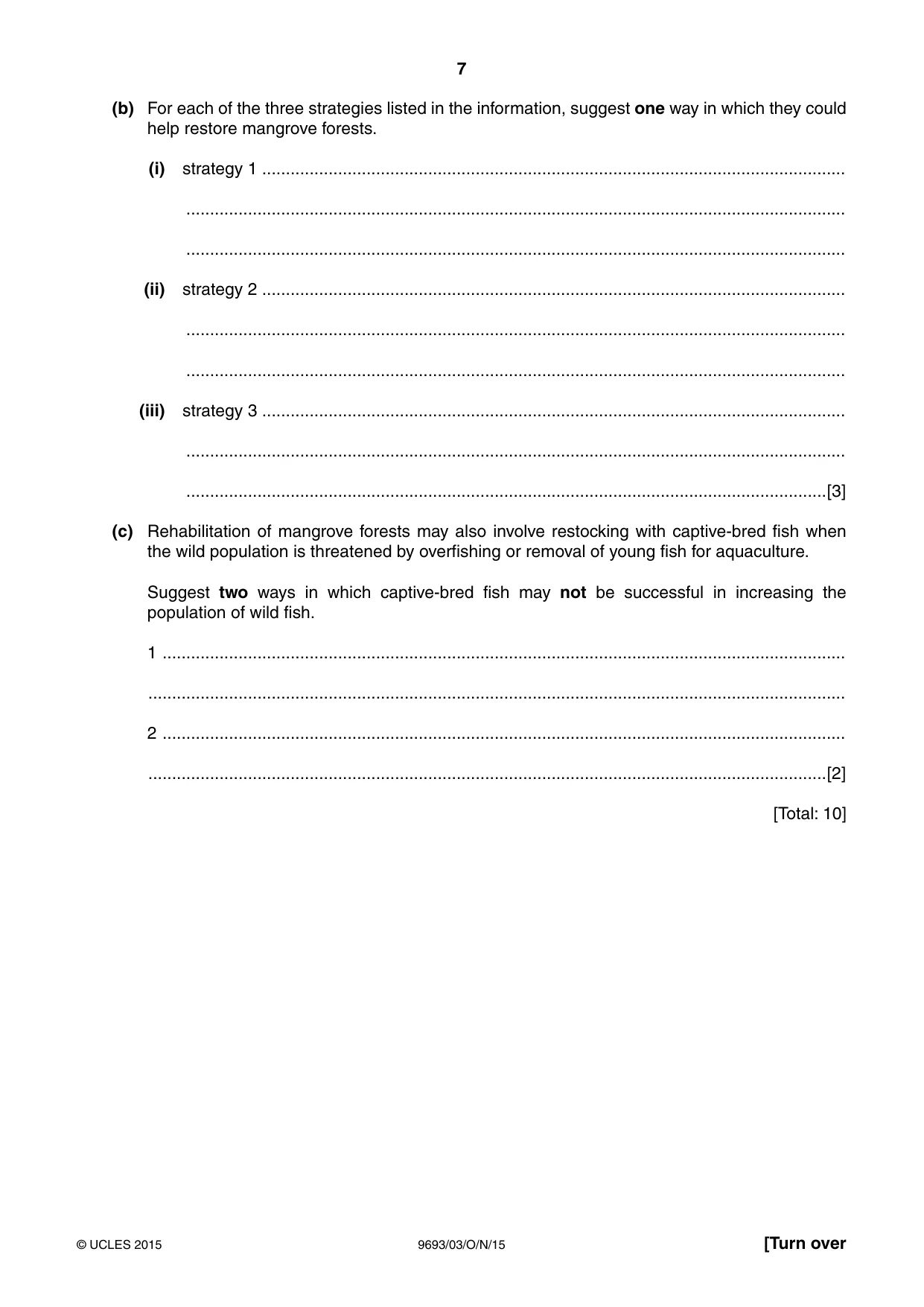 Cambridge A Level Marine Science 9693 2015 Oct/Nov Paper 3 · Variant 1 question paper, page 7 of 16