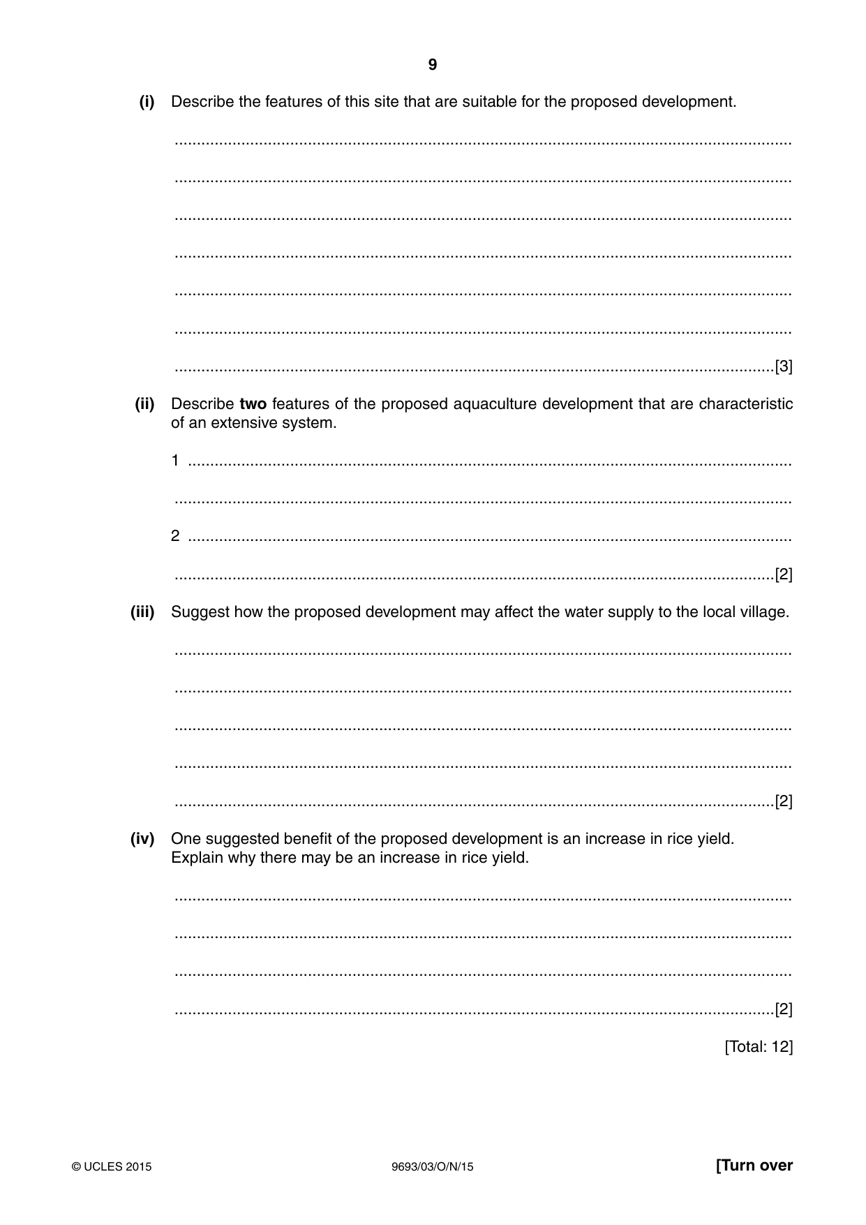 Cambridge A Level Marine Science 9693 2015 Oct/Nov Paper 3 · Variant 1 question paper, page 9 of 16