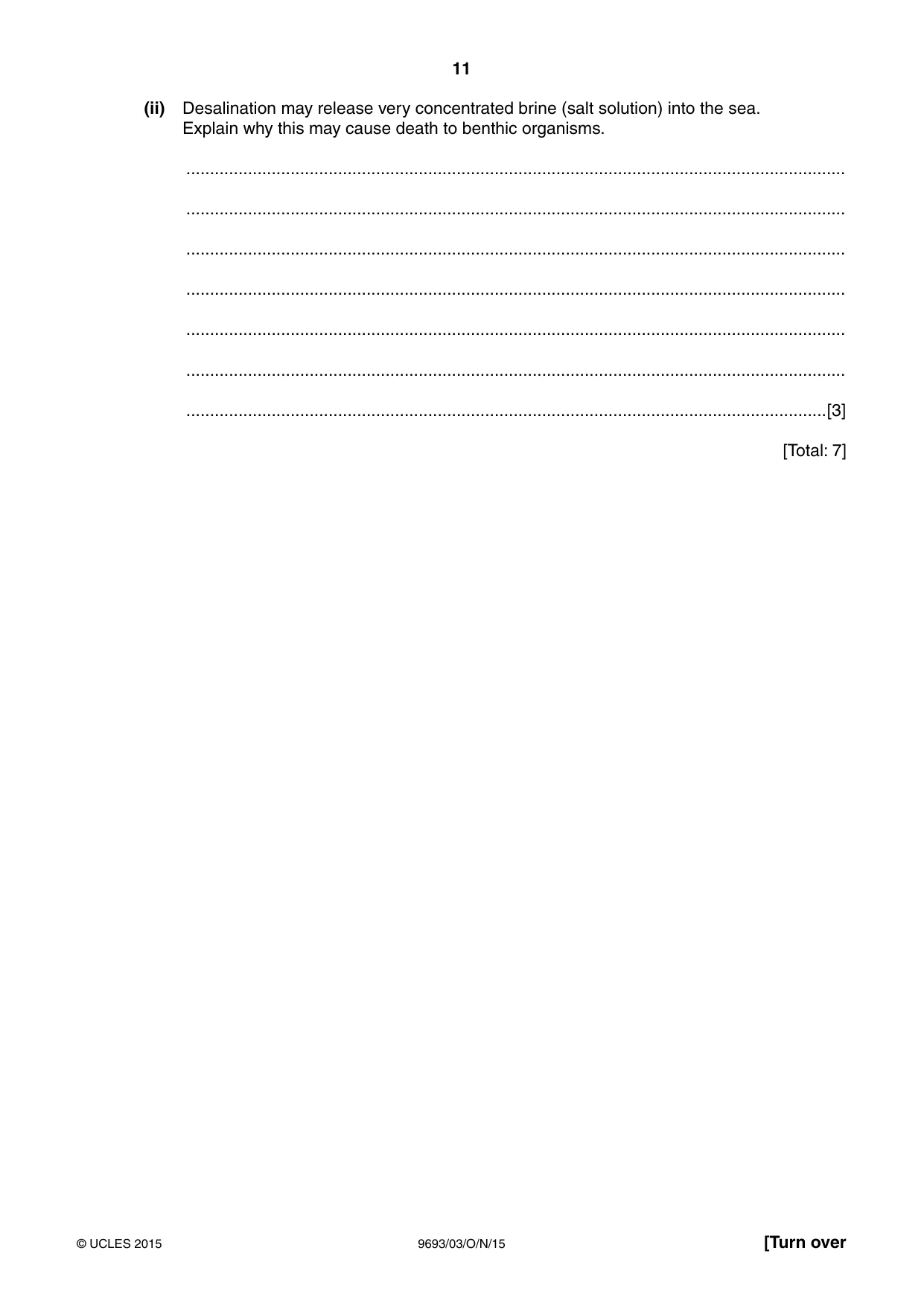 Cambridge A Level Marine Science 9693 2015 Oct/Nov Paper 3 · Variant 1 question paper, page 11 of 16