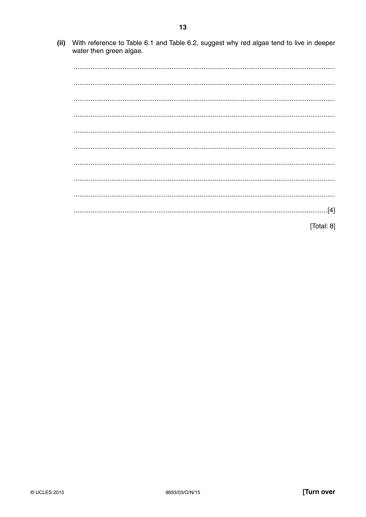Cambridge A Level Marine Science 9693 2015 Oct/Nov Paper 3 · Variant 1 question paper, page 13 of 16