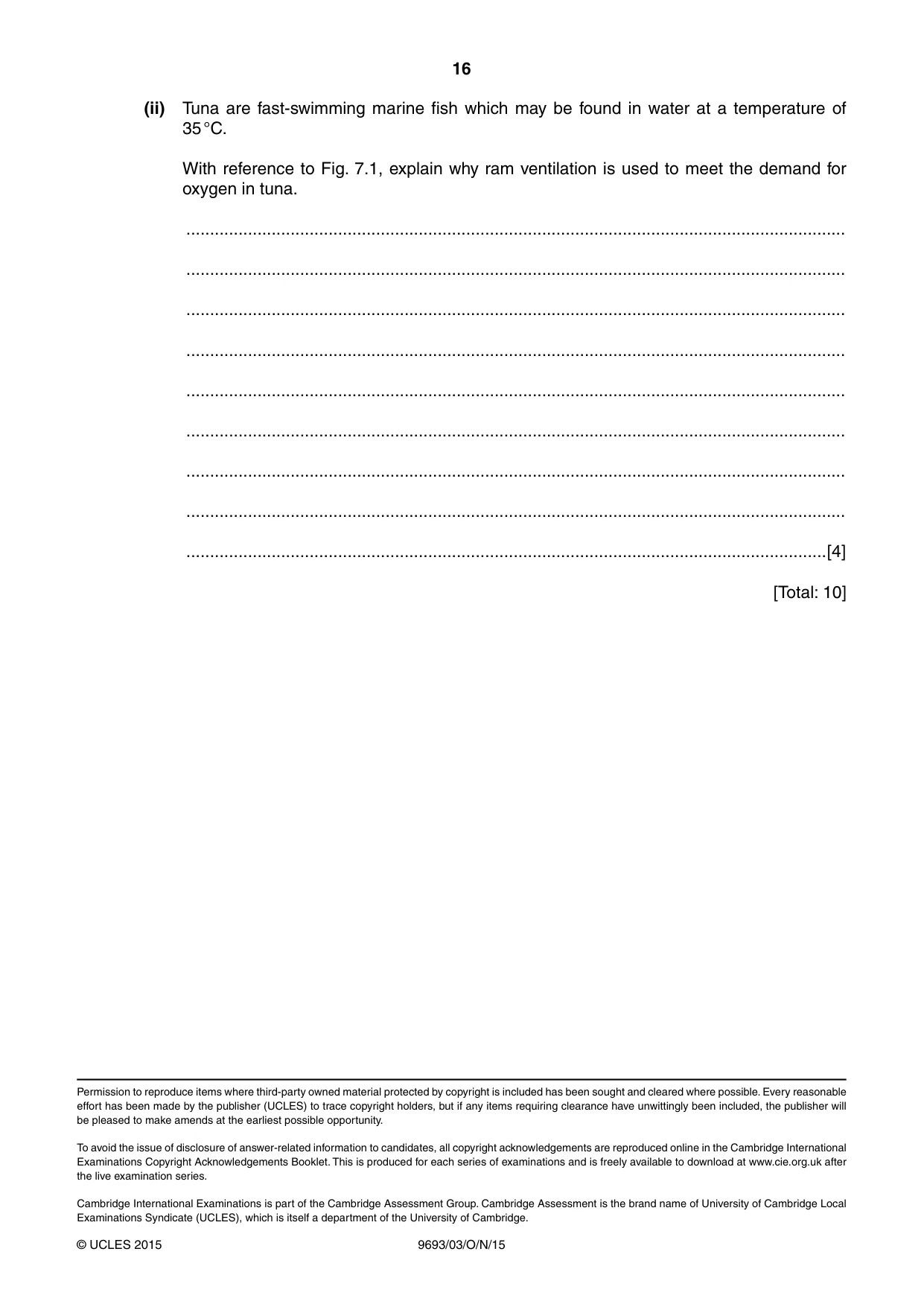 Cambridge A Level Marine Science 9693 2015 Oct/Nov Paper 3 · Variant 1 question paper, page 16 of 16
