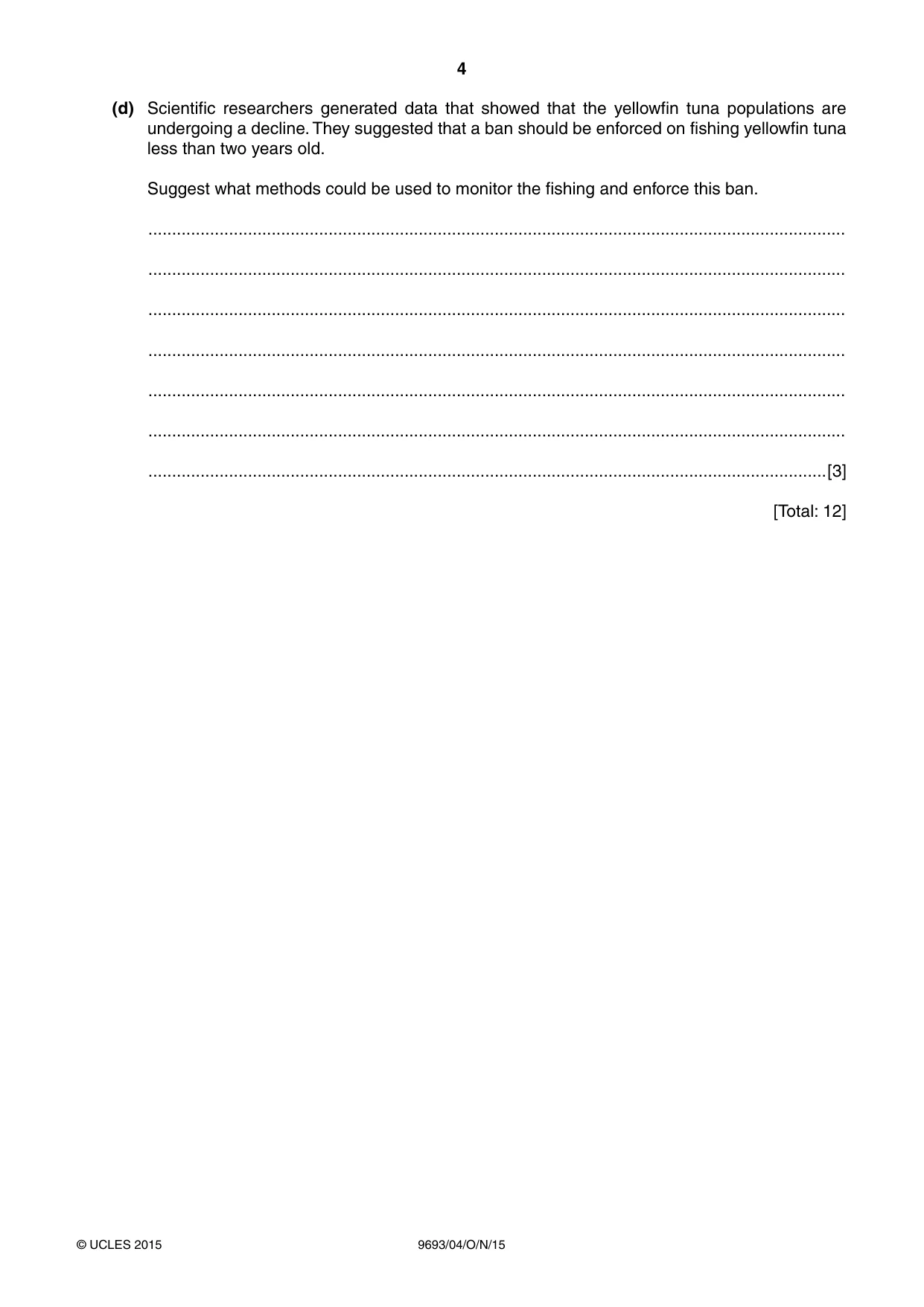 Cambridge A Level Marine Science 9693 2015 Oct/Nov Paper 4 · Variant 1 question paper, page 4 of 12