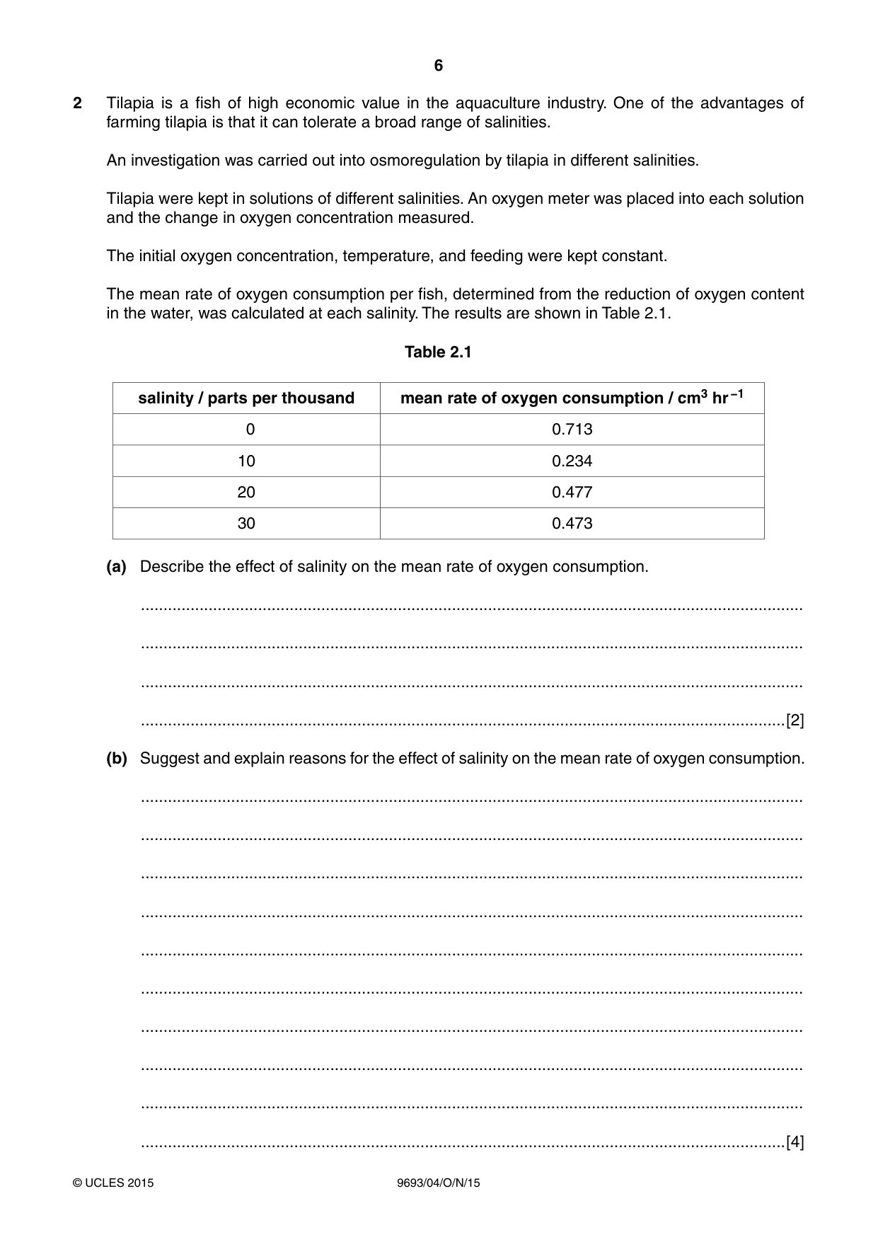 Cambridge A Level Marine Science 9693 2015 Oct/Nov Paper 4 · Variant 1 question paper, page 6 of 12