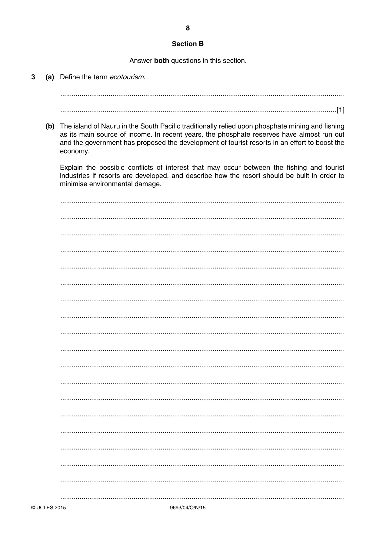 Cambridge A Level Marine Science 9693 2015 Oct/Nov Paper 4 · Variant 1 question paper, page 8 of 12