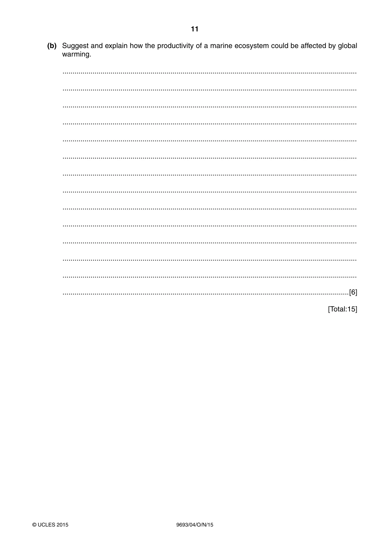 Cambridge A Level Marine Science 9693 2015 Oct/Nov Paper 4 · Variant 1 question paper, page 11 of 12